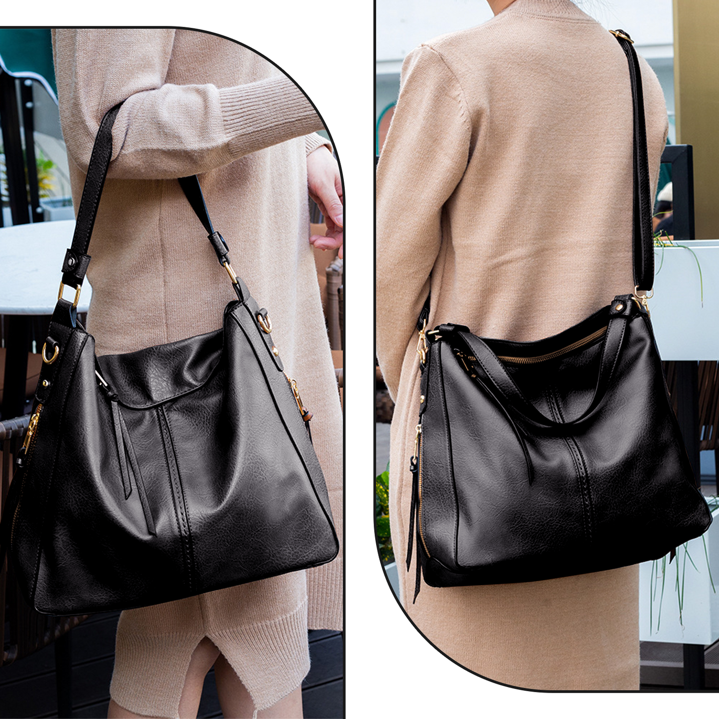 Xpurse Women's Shoulder Bag Fashion Large Capacity Simple PU Tote Bag, Shopping Casual Tote Bag, Crossbody Adjustable Large Bag