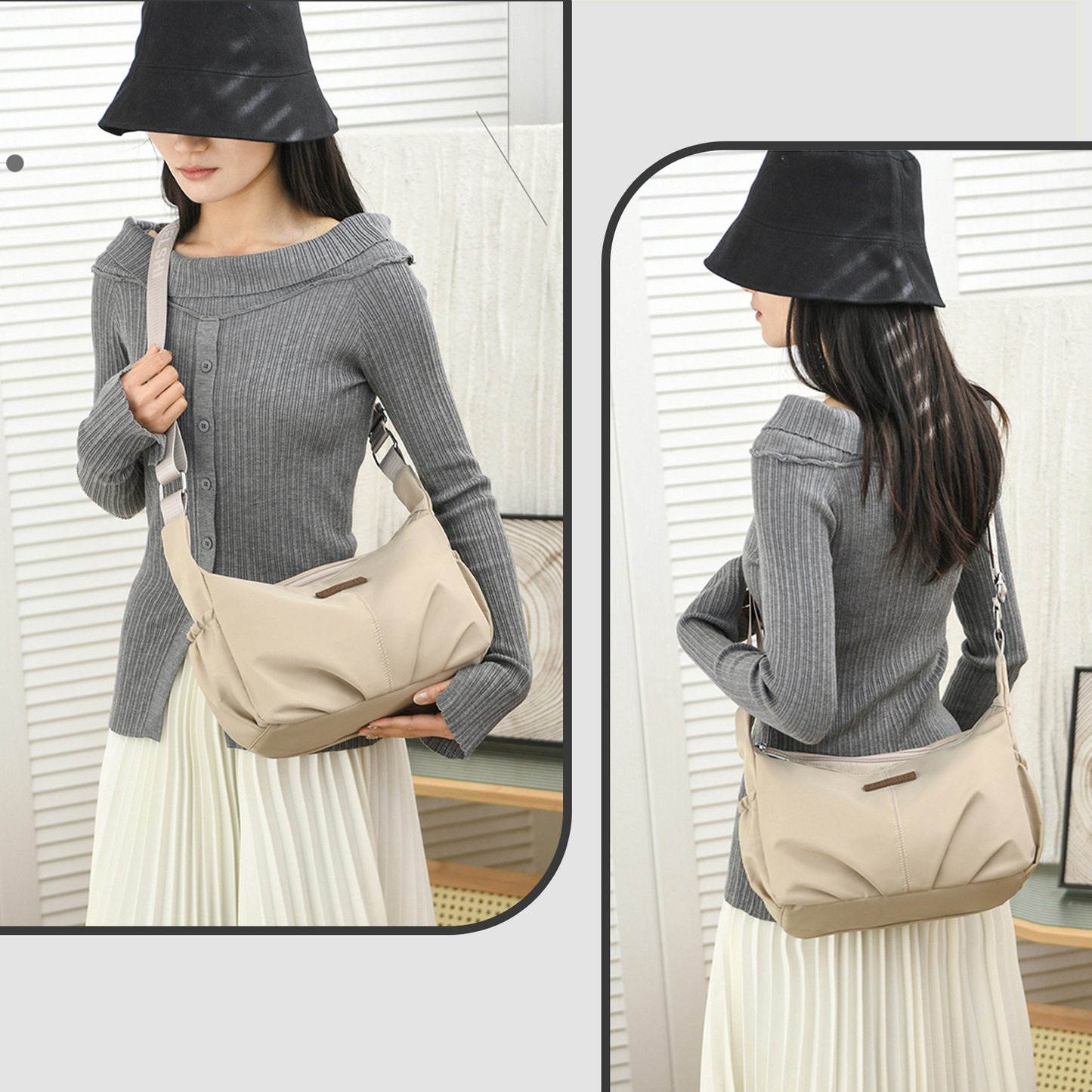 Xpurse Casual Nylon Shopping Crossbody Bag