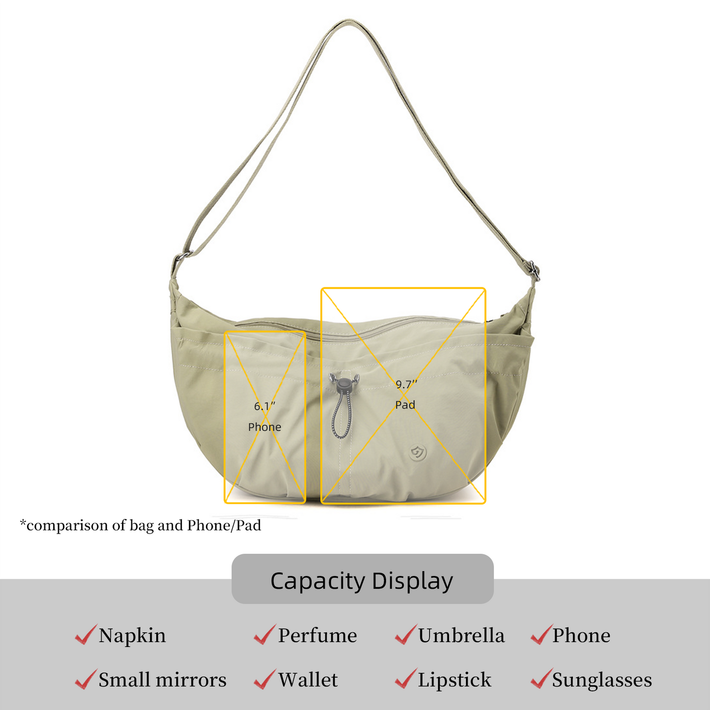 Xpurse Ultra-Light Casual Crescent Shoulder Bag