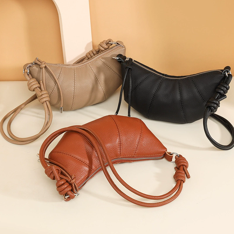 Xpurse Vintage Leather Crescent Shoulder Bag