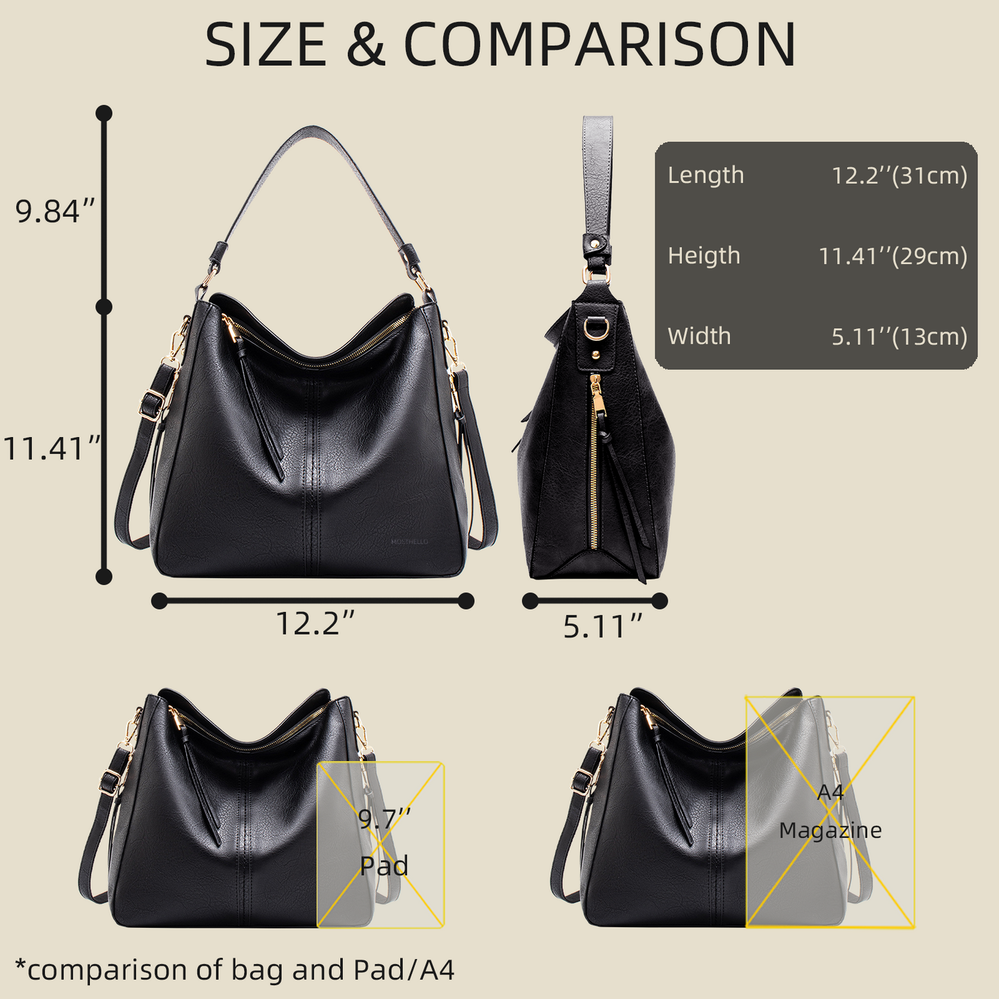 Xpurse Women's Shoulder Bag Fashion Large Capacity Simple PU Tote Bag, Shopping Casual Tote Bag, Crossbody Adjustable Large Bag