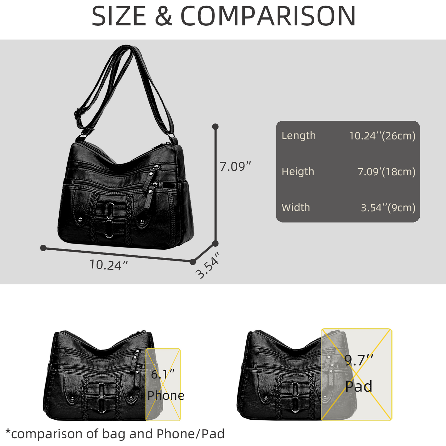 Xpurse Women's Shoulder Bag, Multifunctional Large Capacity PU Tote Bag, Vintage Soft Leather Crossbody Bag, Adjustable Large Bag
