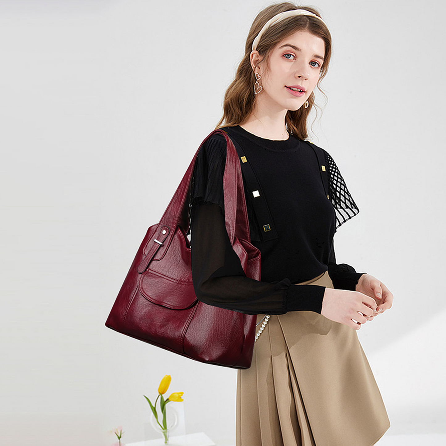 Xpurse Women's Casual Handbag, Supple Leather Shoulder Bag