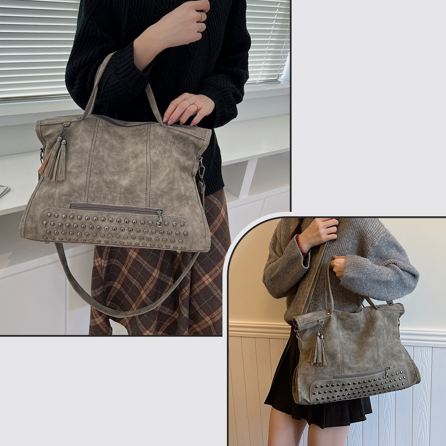 Xpurse Women's Vintage Tote Bag, Large Shopping Shoulder Bag