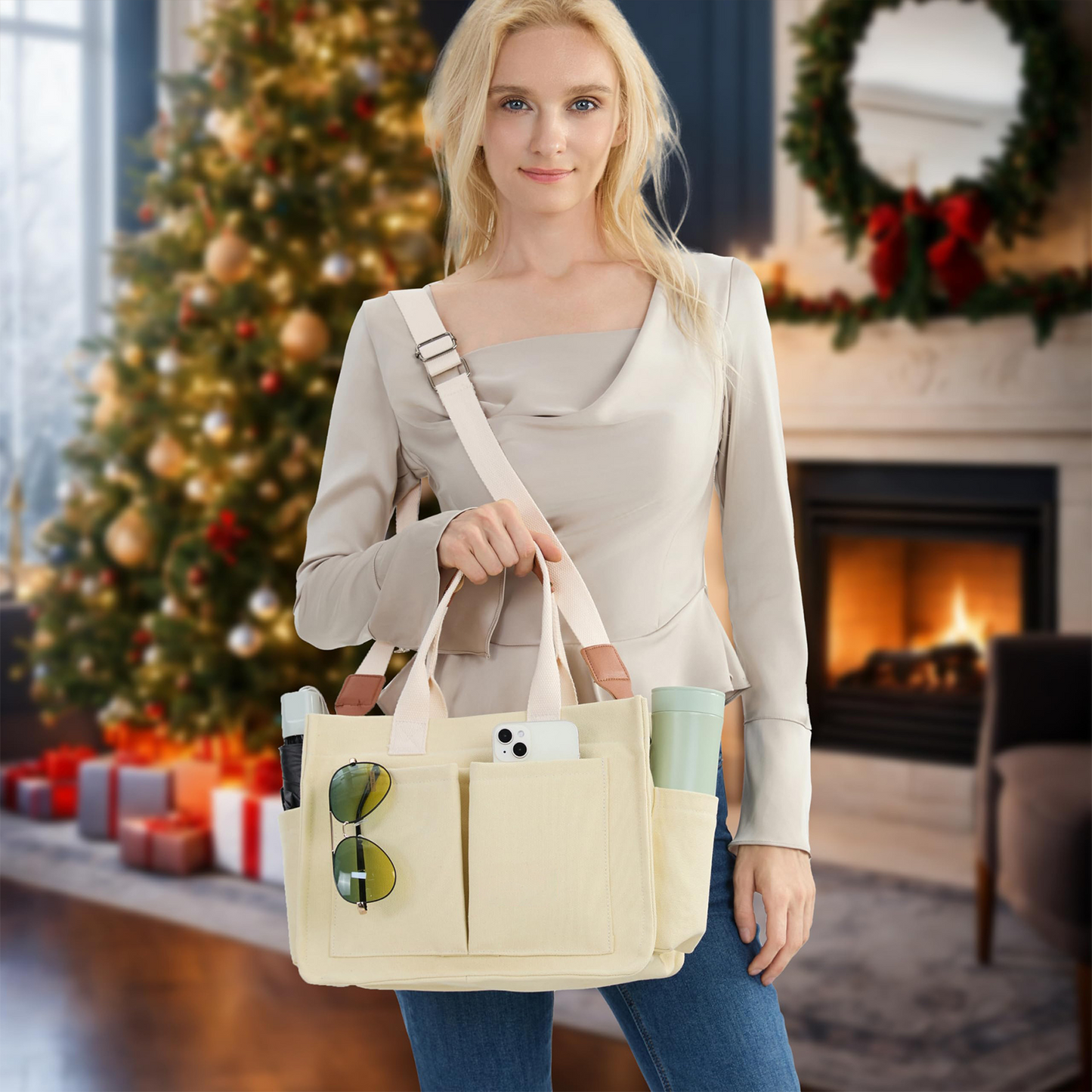 Xpurse Women's Everyday Multifunctional Canvas Bag