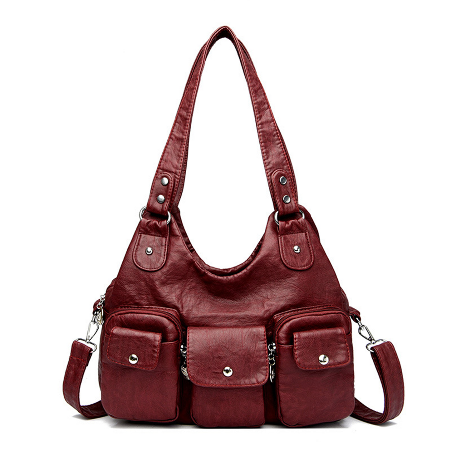 Xpurse Women's Shoulder Bag, Multi-Pocket Armpit Bag, PU Crossbody Bag, Adjustable Tote Bag