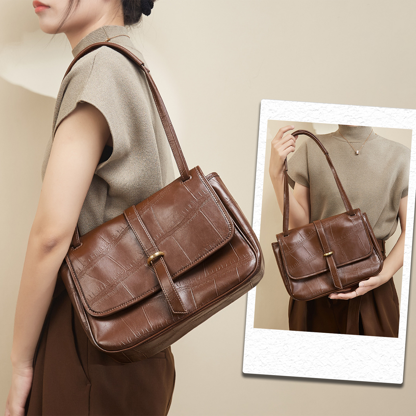 Xpurse Women's Cowhide Vintage Shoulder Bag