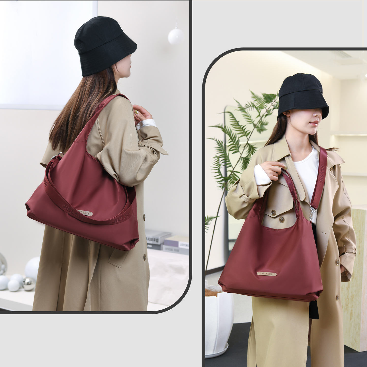 Xpurse Simple Casual Large Shoulder Bag, Nylon Crossbody Bag