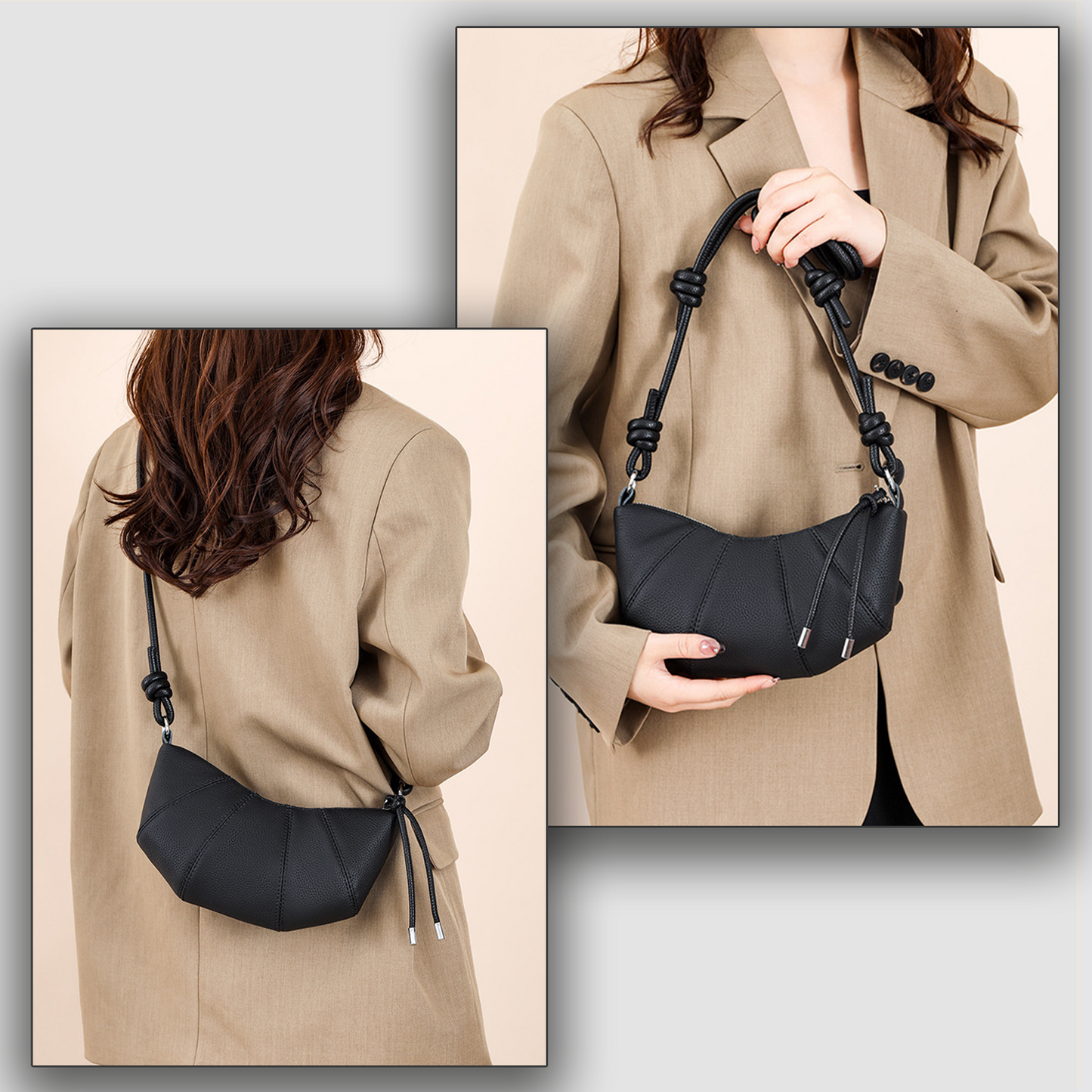 Xpurse Vintage Leather Crescent Shoulder Bag
