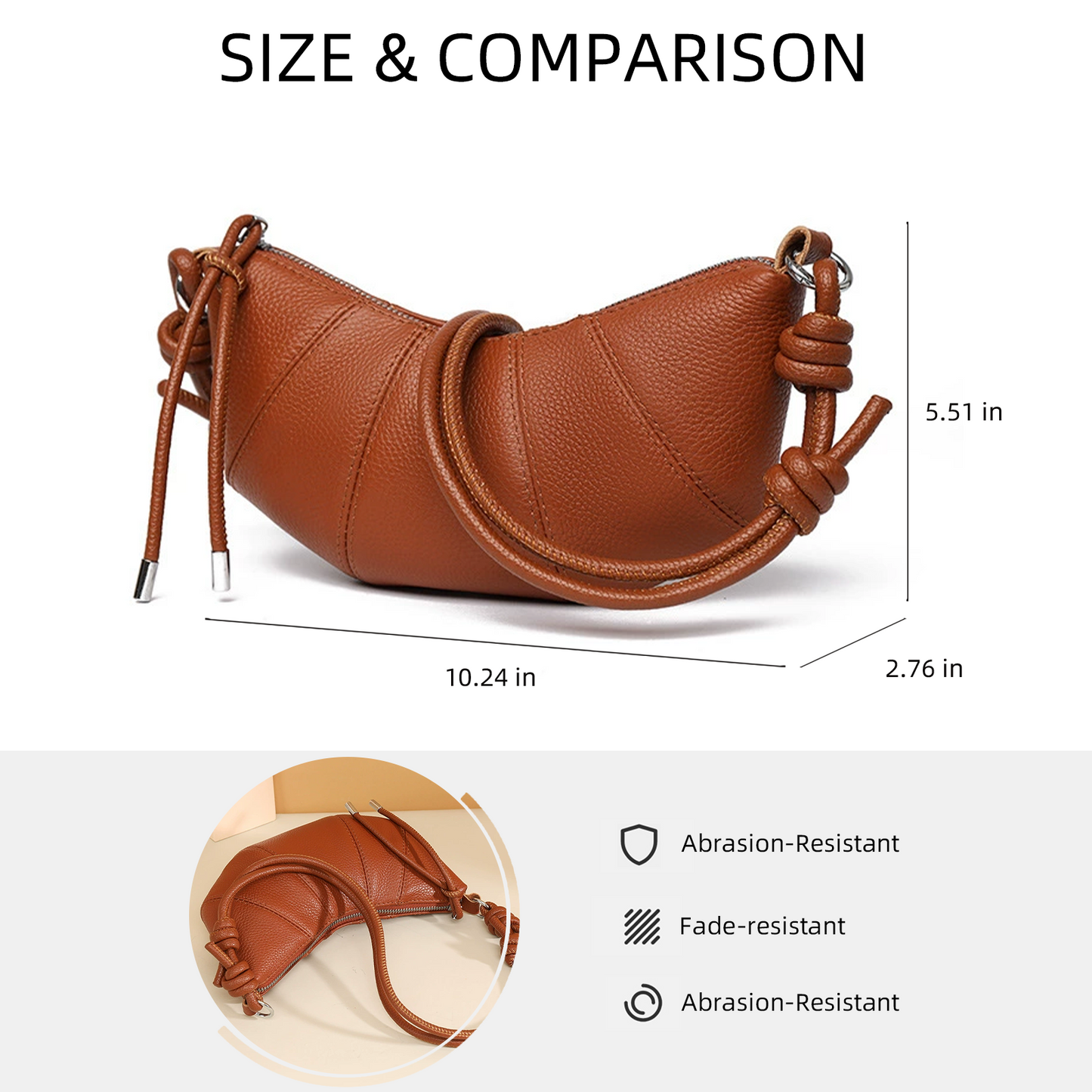 Xpurse Vintage Leather Crescent Shoulder Bag