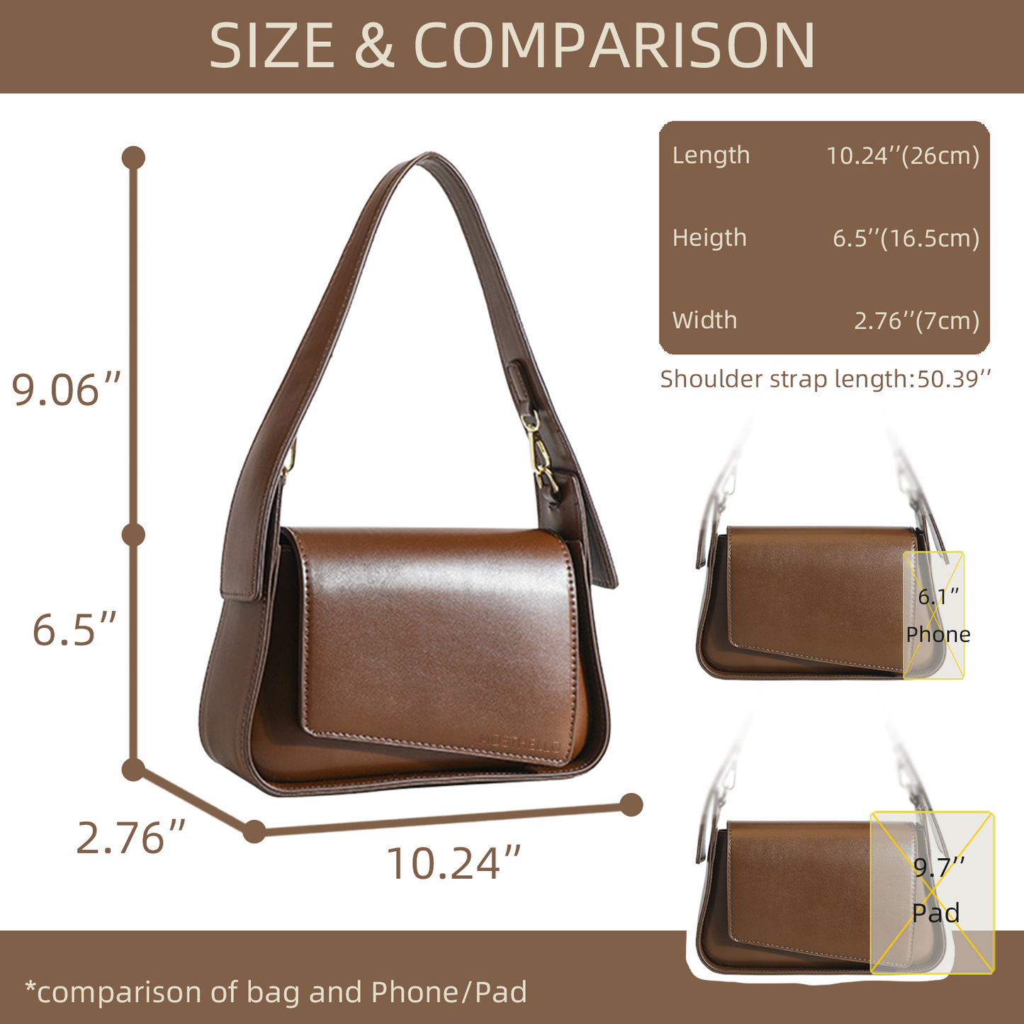 Xpurse Women's Shoulder Bag, Underarm Bag, Vintage PU Crossbody Bag, Adjustable Bag with Lock-Closure Opening