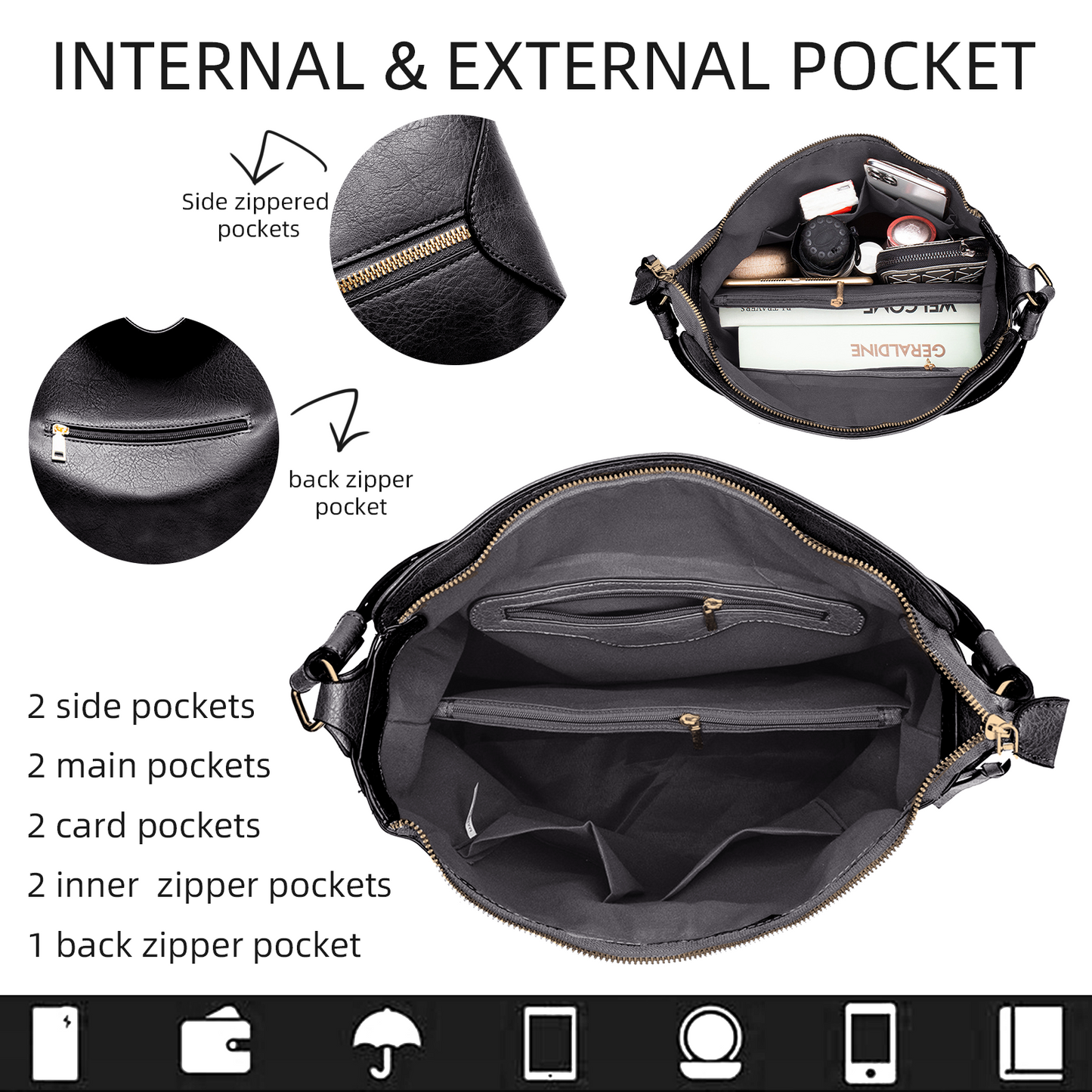 Xpurse Women's Shoulder Bag Fashion Large Capacity Simple PU Tote Bag, Shopping Casual Tote Bag, Crossbody Adjustable Large Bag