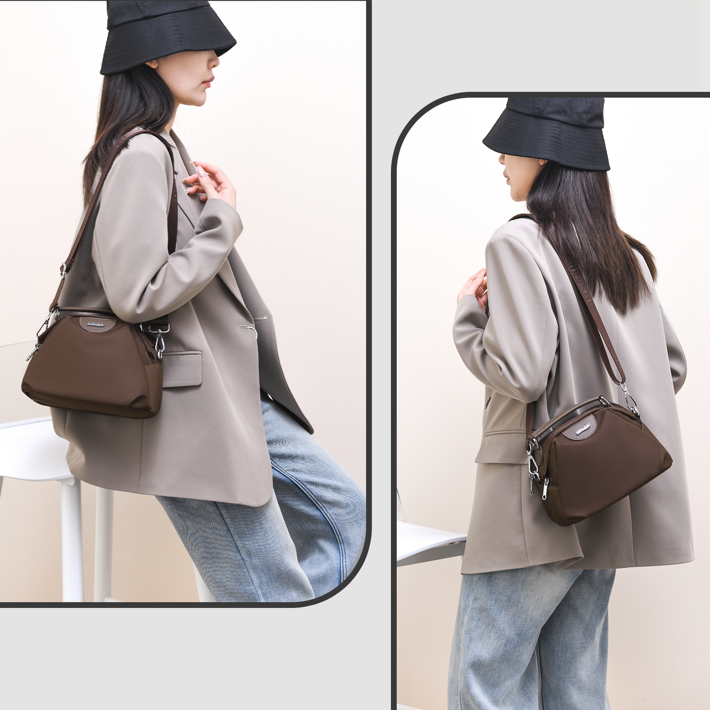 Xpurse Women's Simple Casual Nylon Crossbody Bag