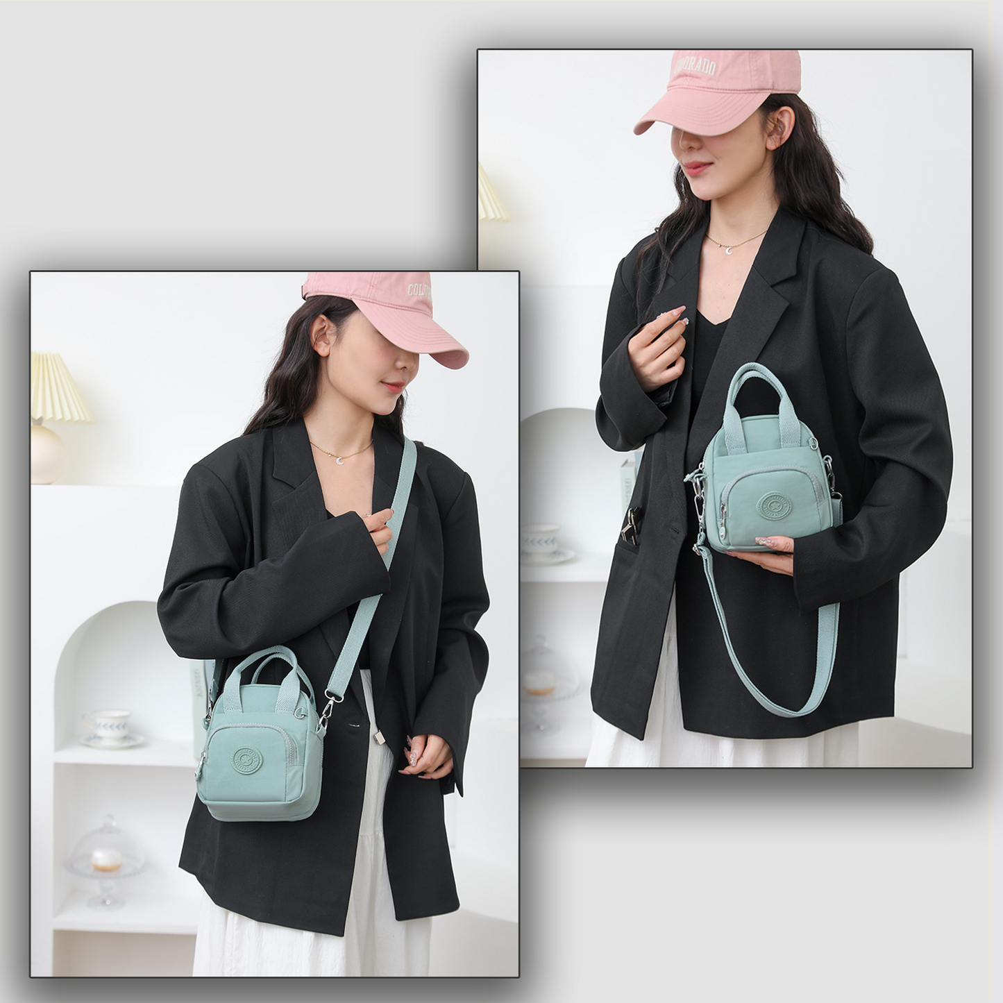Xpurse Multi-Compartment Nylon Crossbody Casual Shoulder Bag