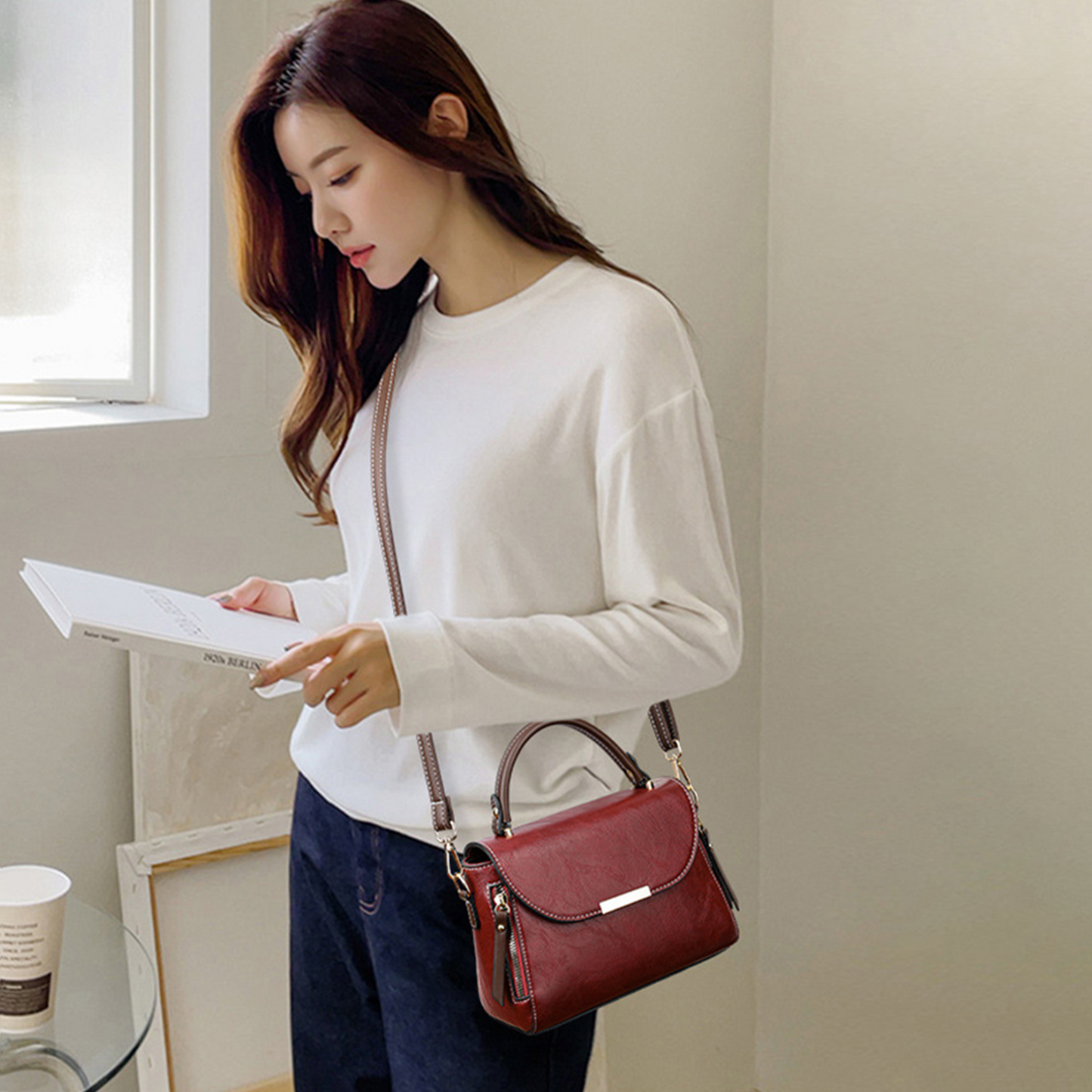 Xpurse Simple Vintage Crossbody Shoulder Bag