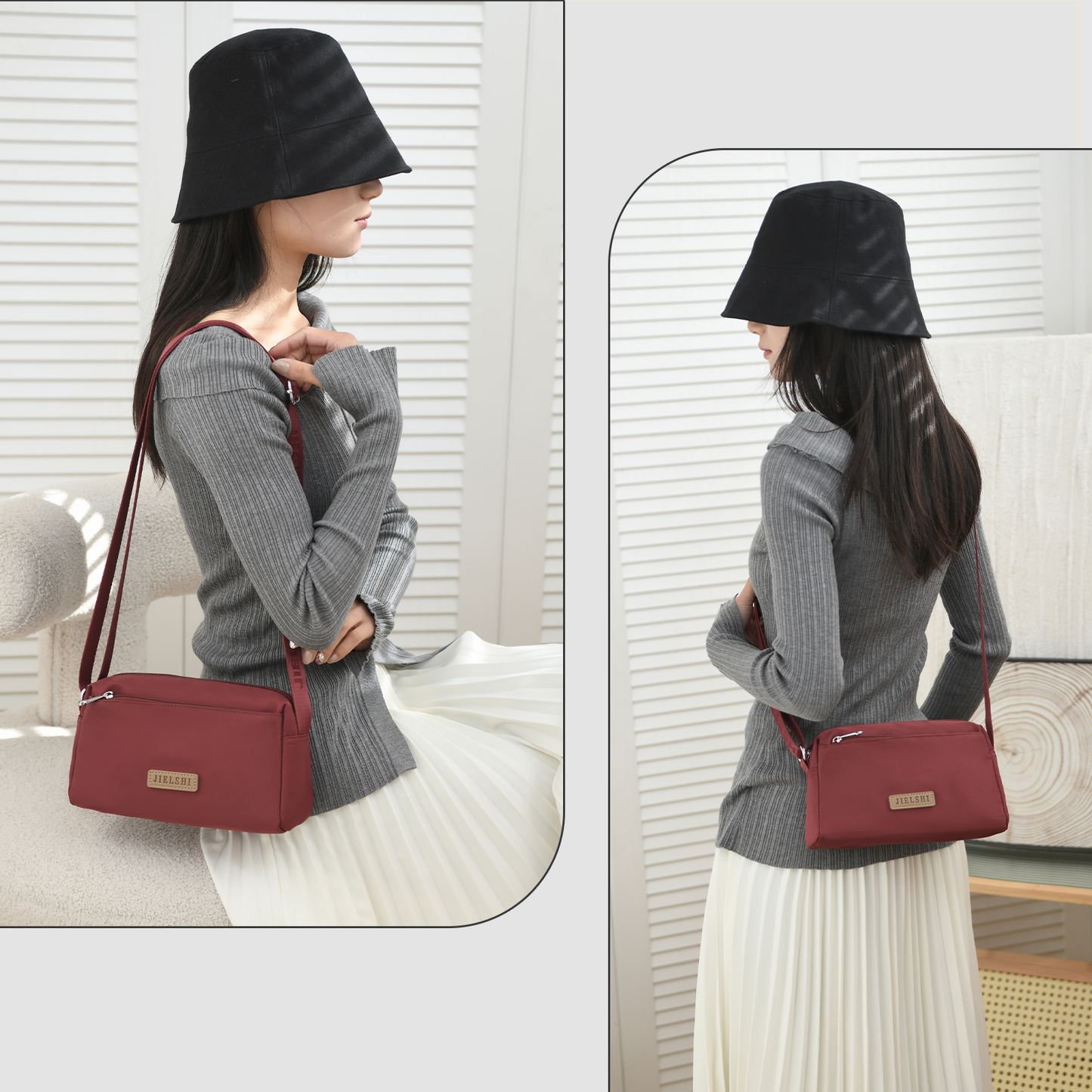 Xpurse Multi-Pocket Casual One-Shoulder Crossbody Bag