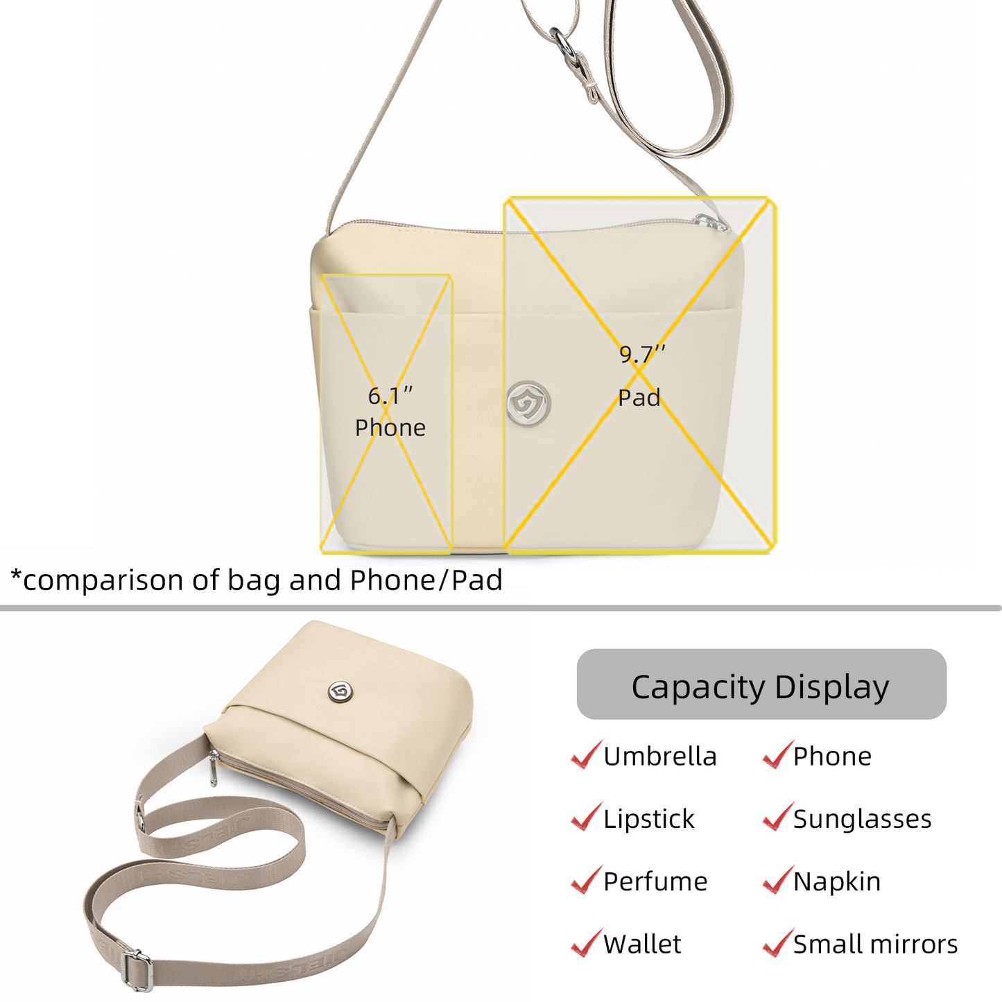 Xpurse Women's Casual Crossbody Shoulder Bag