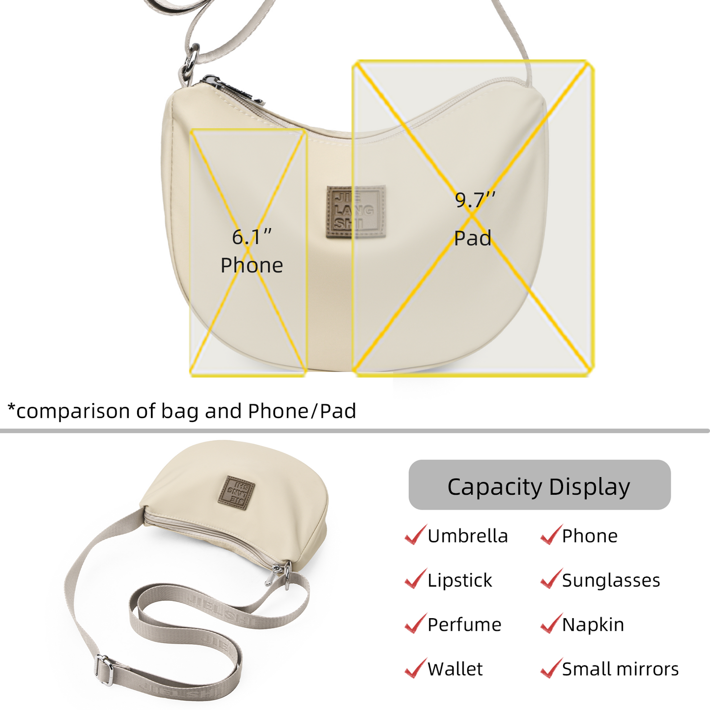 Xpurse Casual Crescent Bag Shoulder Bag, Commuter Crossbody Bag
