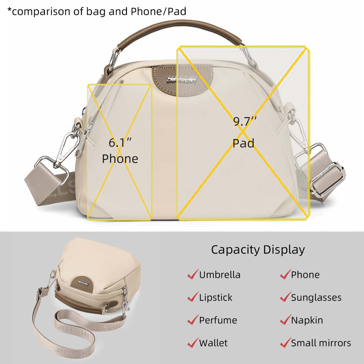 Xpurse Women's Simple Casual Nylon Crossbody Bag