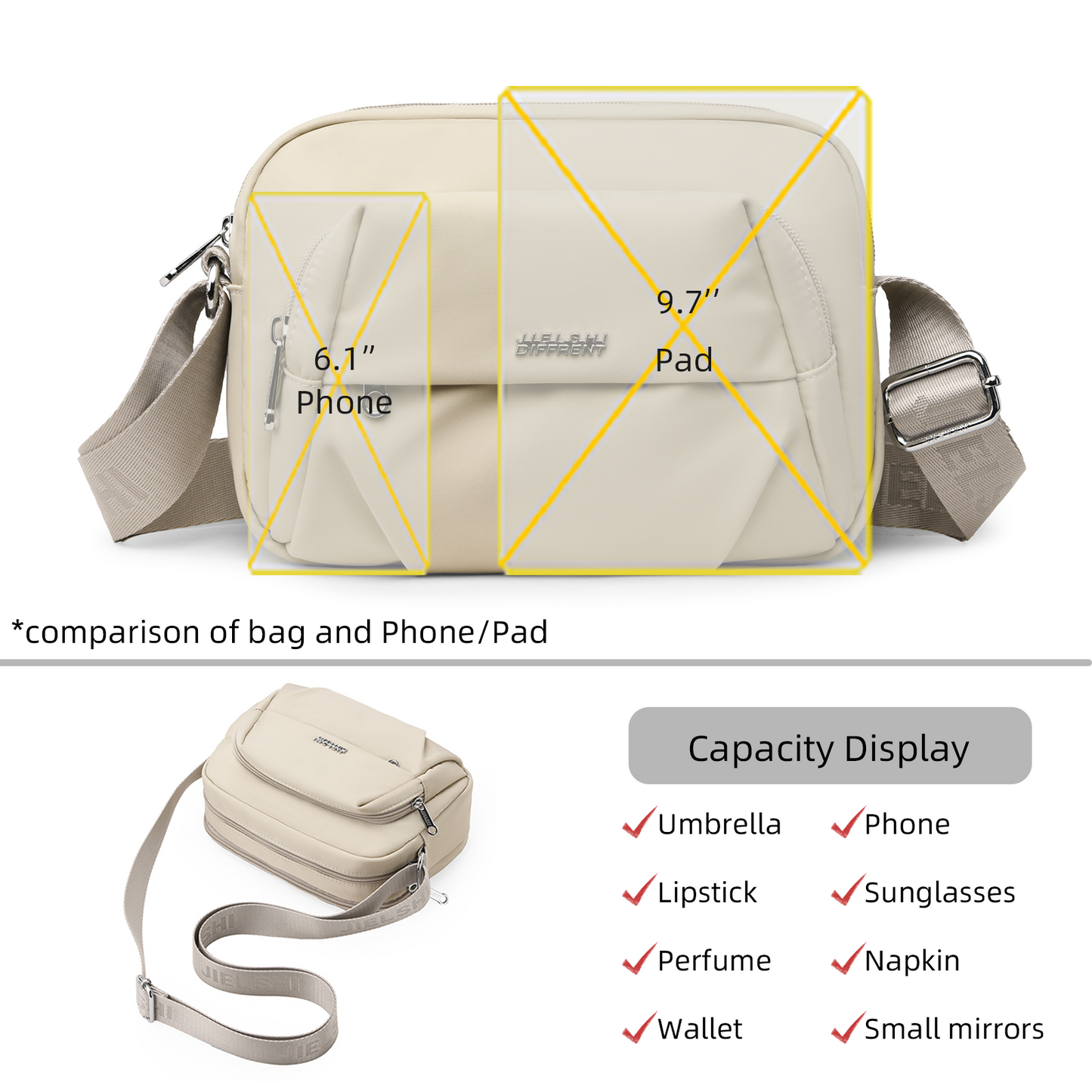 Xpurse Casual High-Capacity Commuter Crossbody Bag