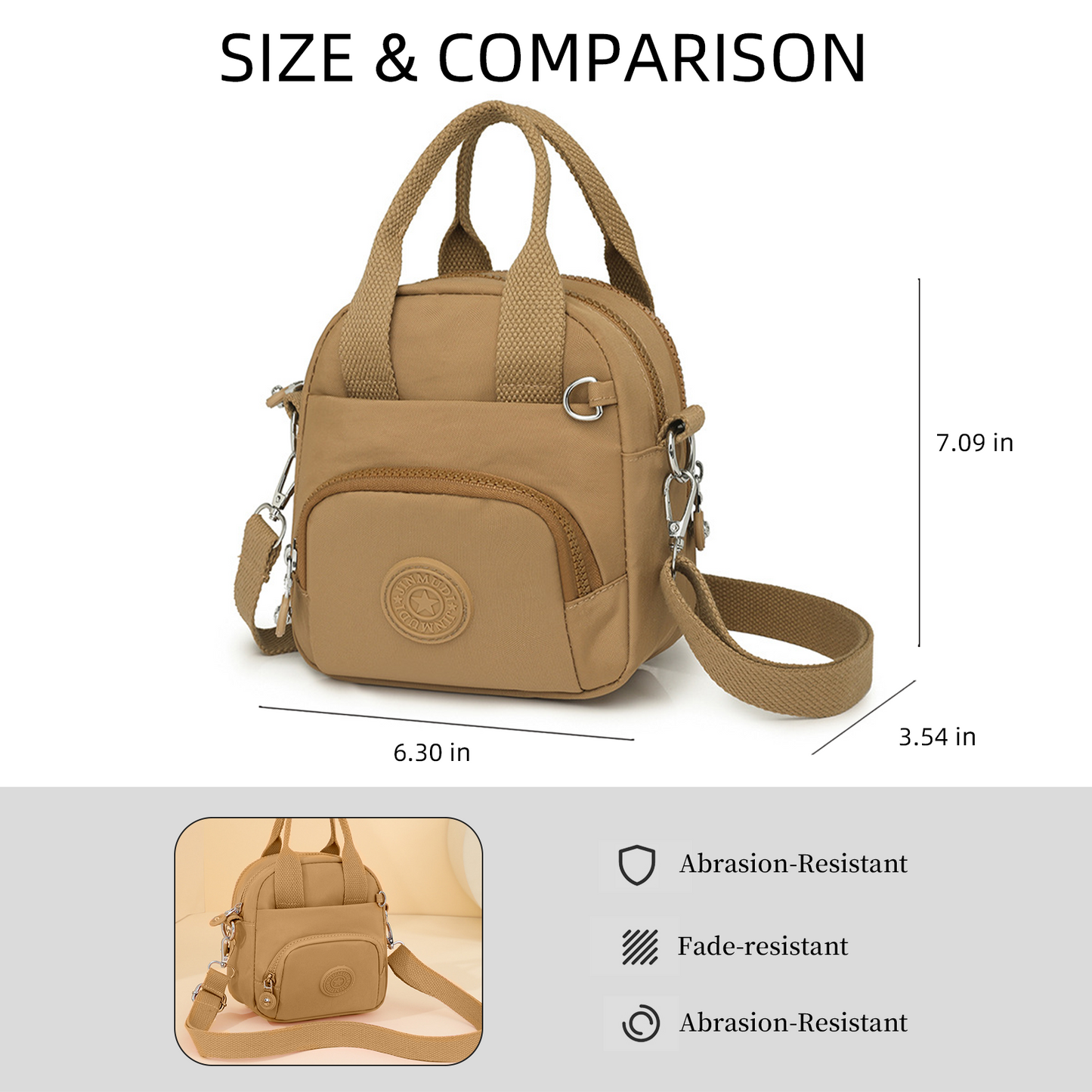 Xpurse Multi-Compartment Nylon Crossbody Casual Shoulder Bag