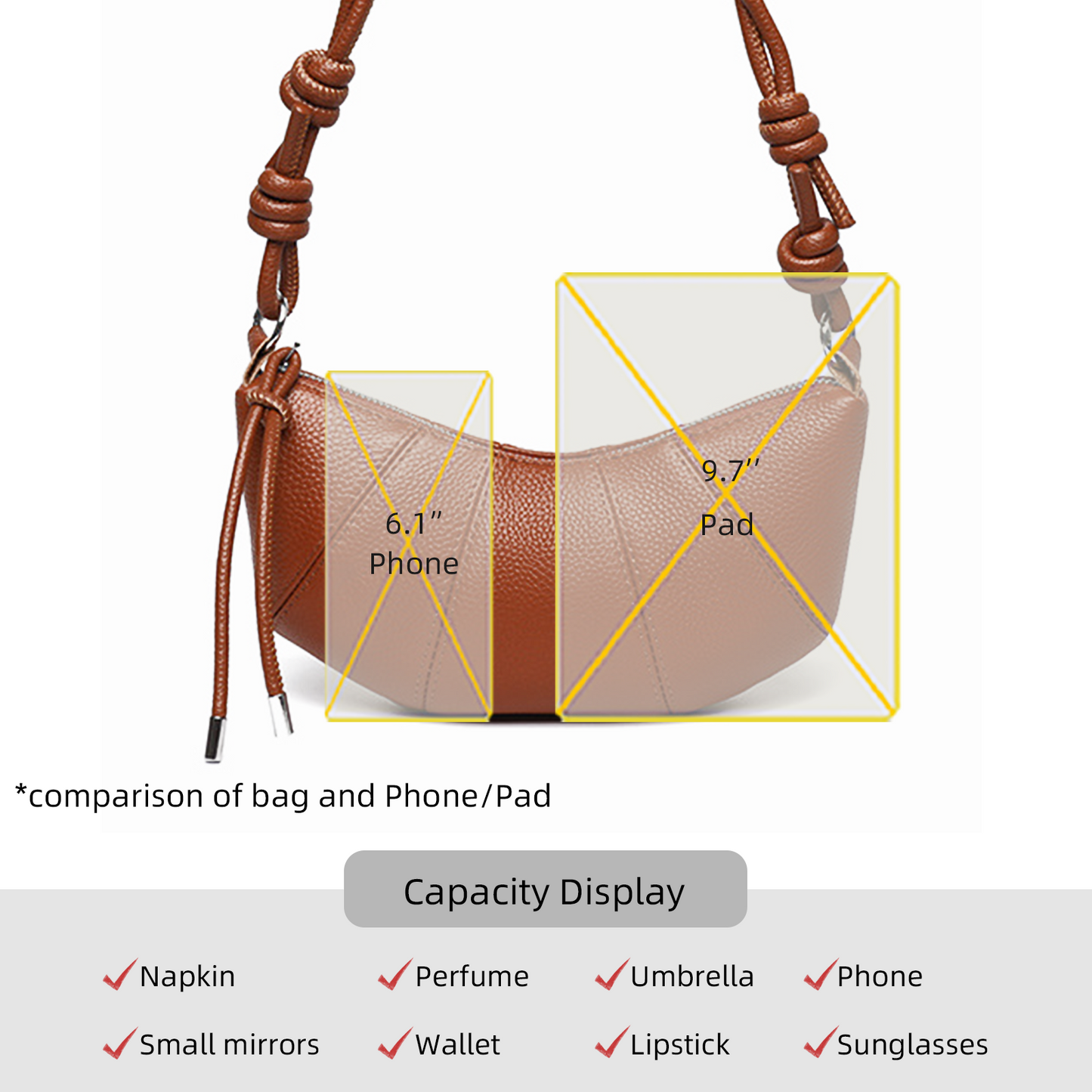 Xpurse Vintage Leather Crescent Shoulder Bag