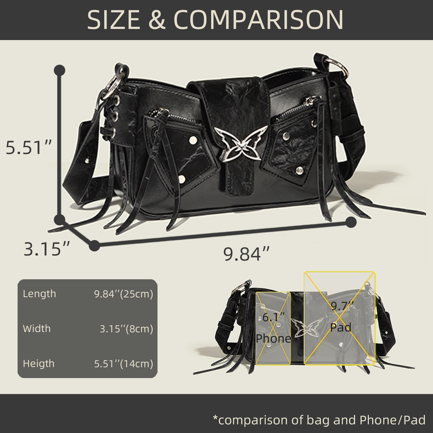 Xpurse One-Shoulder Stylish Butterfly Square Bag