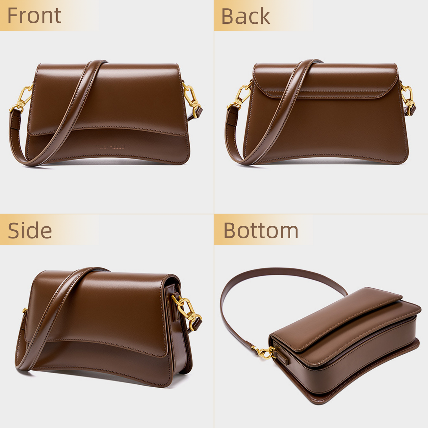 Xpurse Women's Shoulder Bag, Cowhide Crossbody Bag, Vintage Leather Crossbody Bag, Armpit Bag, Adjustable Shoulder Strap Bag