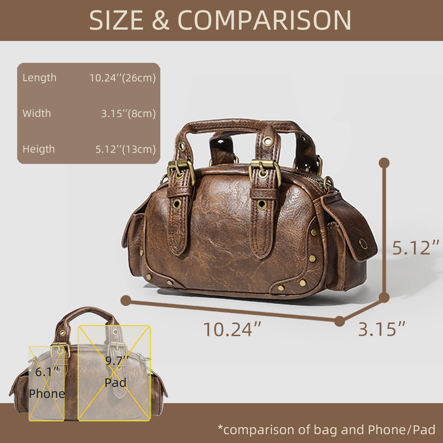Xpurse Bowling Casual Handbag, Vintage Biker Bag