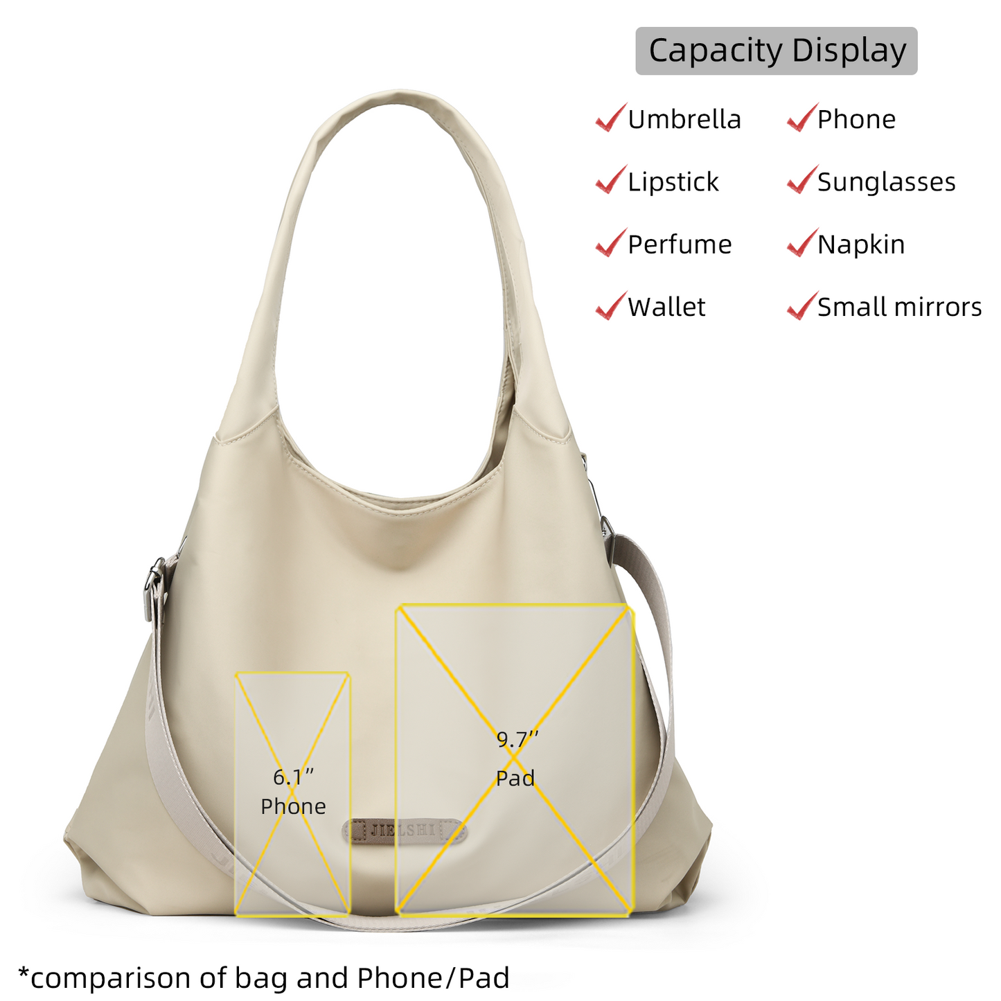 Xpurse Simple Casual Large Shoulder Bag, Nylon Crossbody Bag
