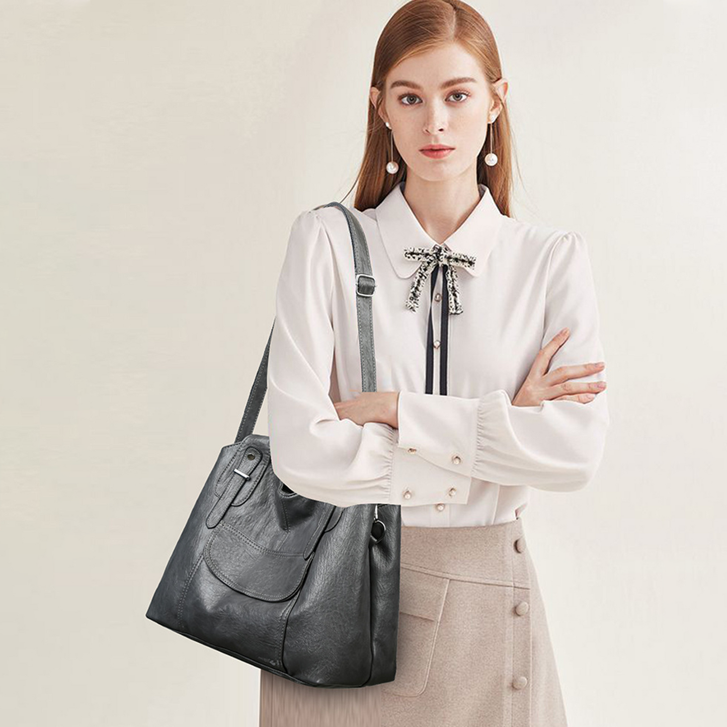 Xpurse Women's Casual Handbag, Supple Leather Shoulder Bag