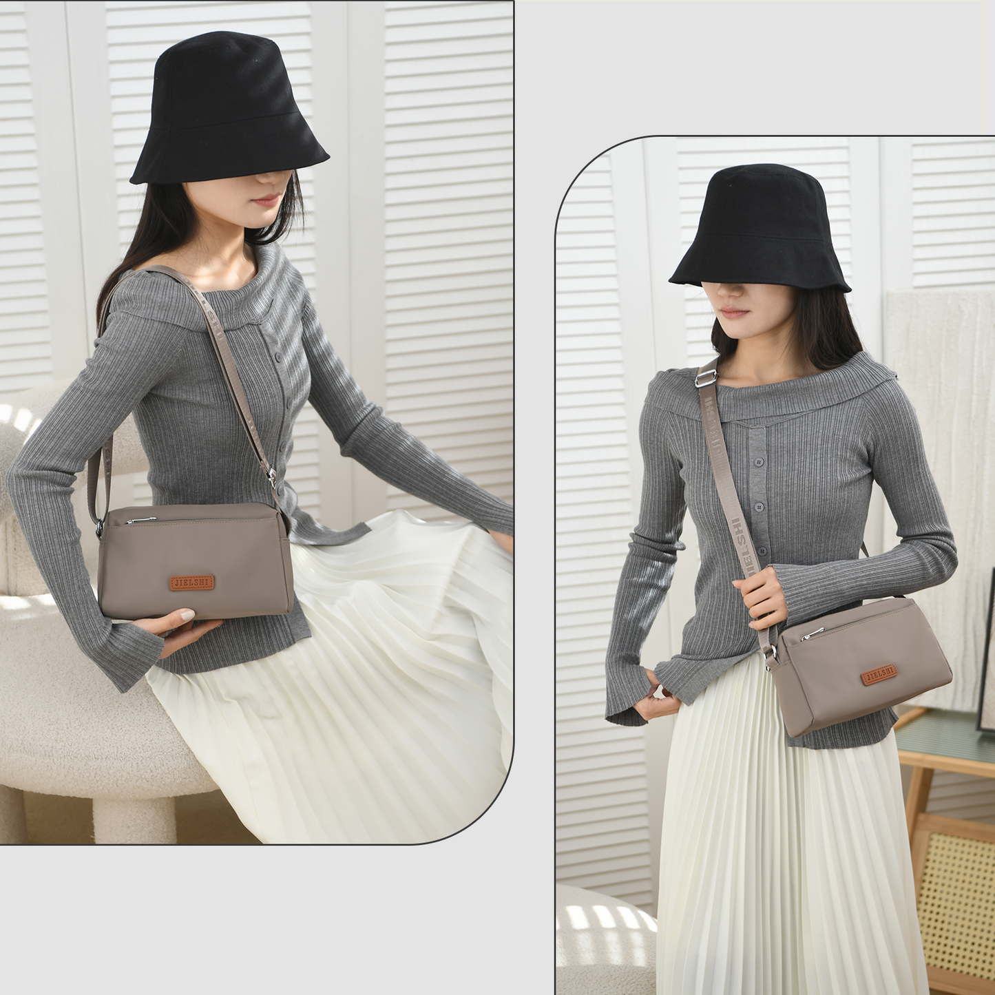 Xpurse Multi-Pocket Casual One-Shoulder Crossbody Bag