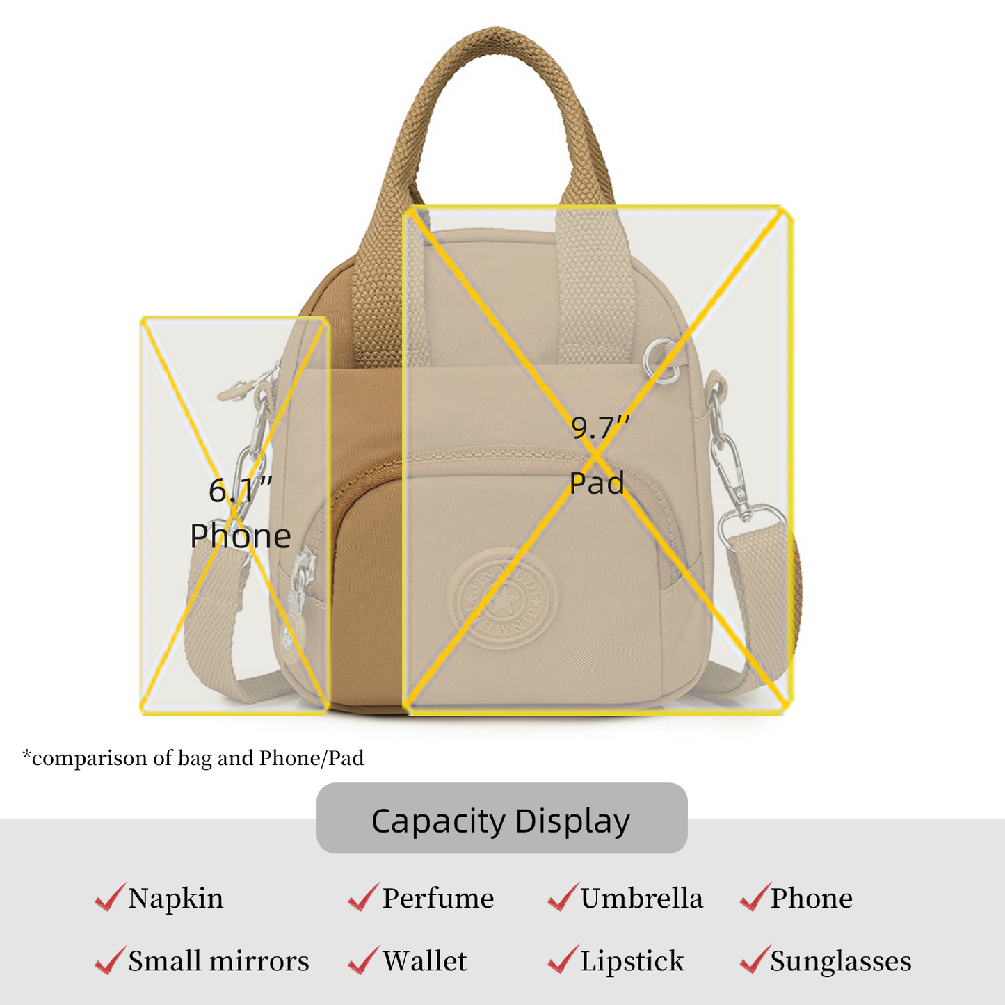 Xpurse Multi-Compartment Nylon Crossbody Casual Shoulder Bag