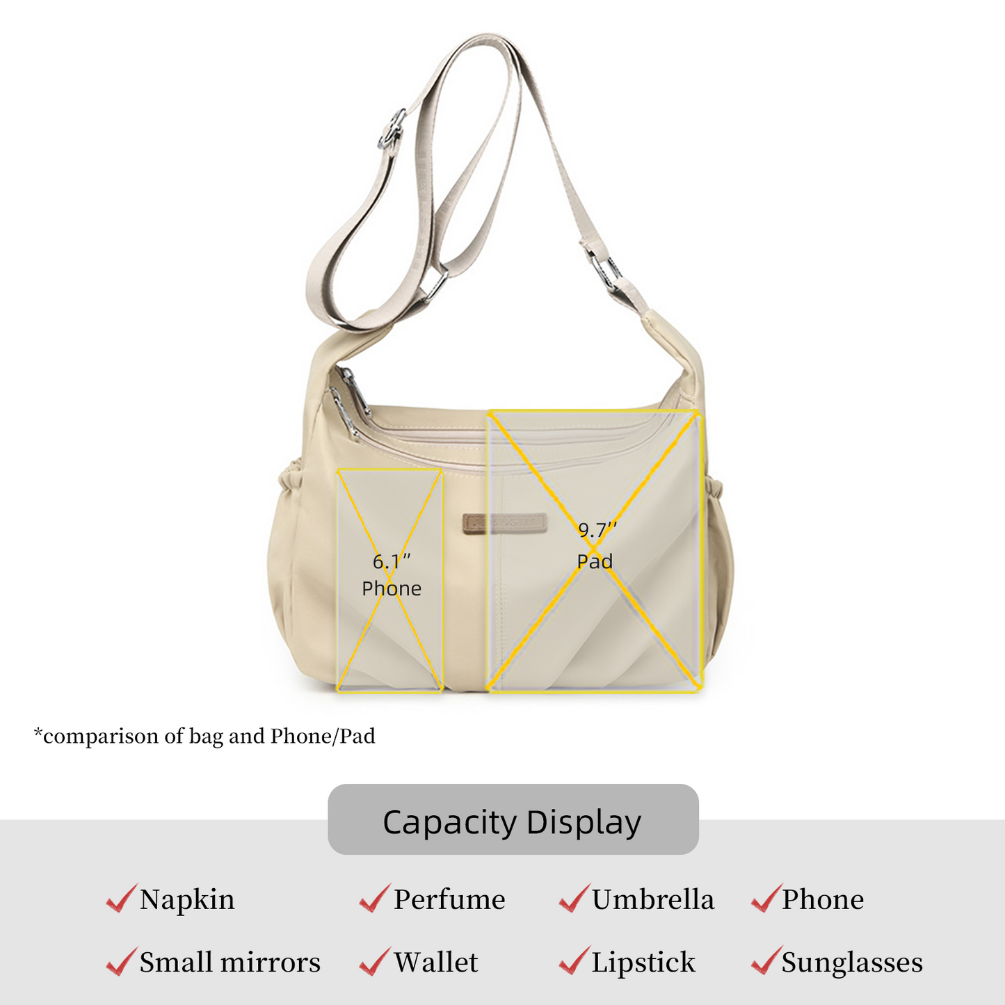 Xpurse Casual Nylon Shopping Crossbody Bag