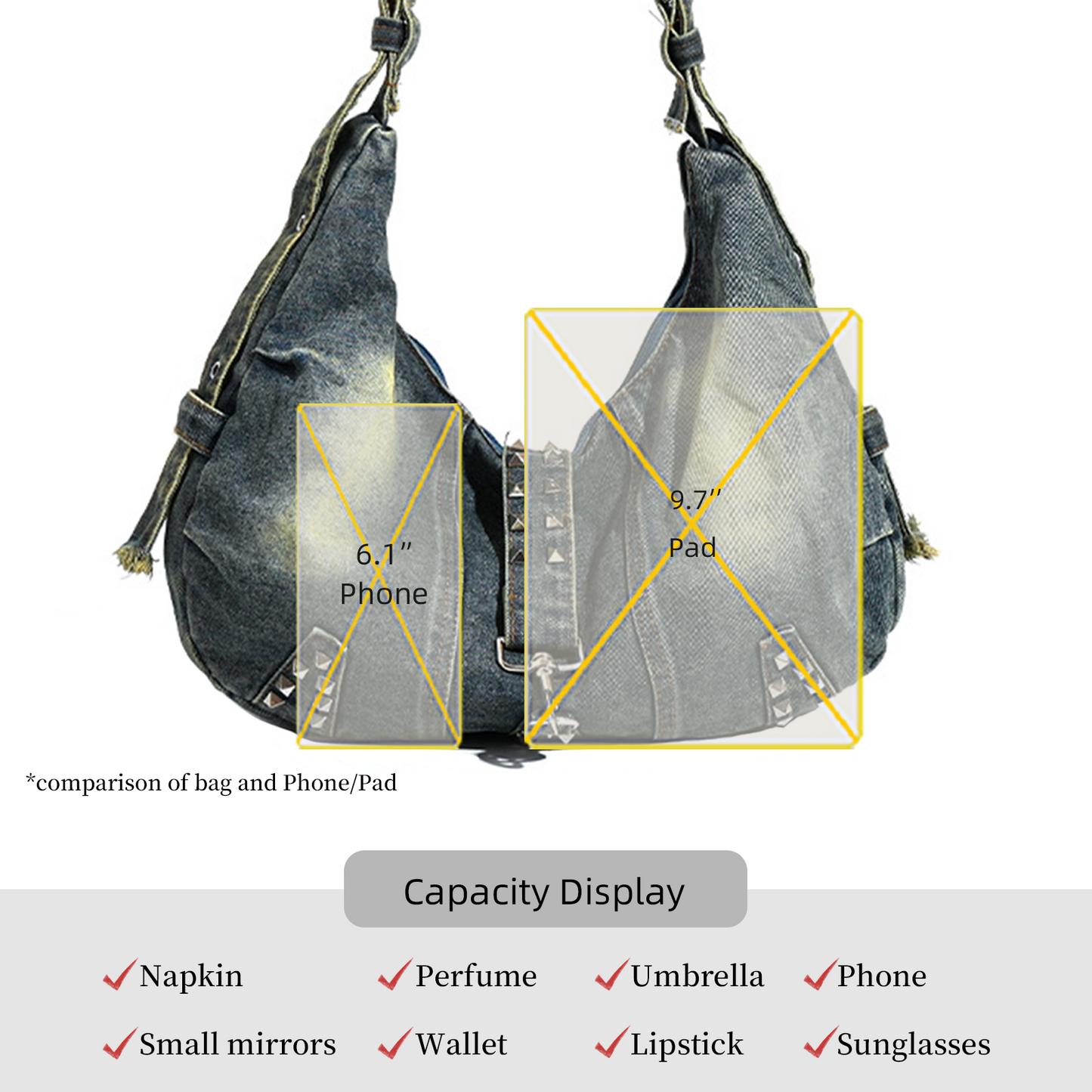Xpurse Women's Commuter Denim Shoulder Bag