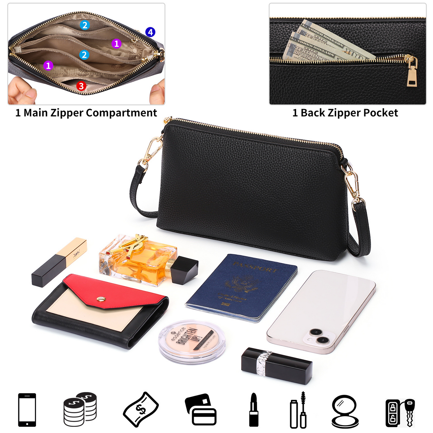 Xpurse Women's Lightweight Shoulder Bag, Leather Wallet