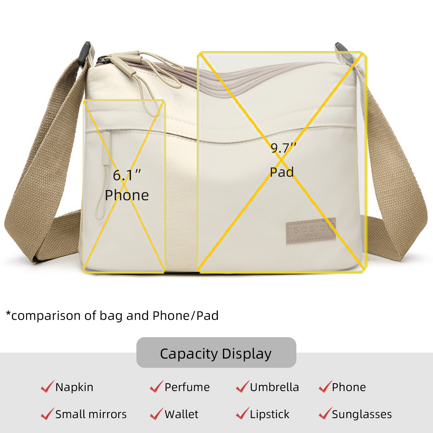 Xpurse Women's Square Casual Commuter Crossbody Bag
