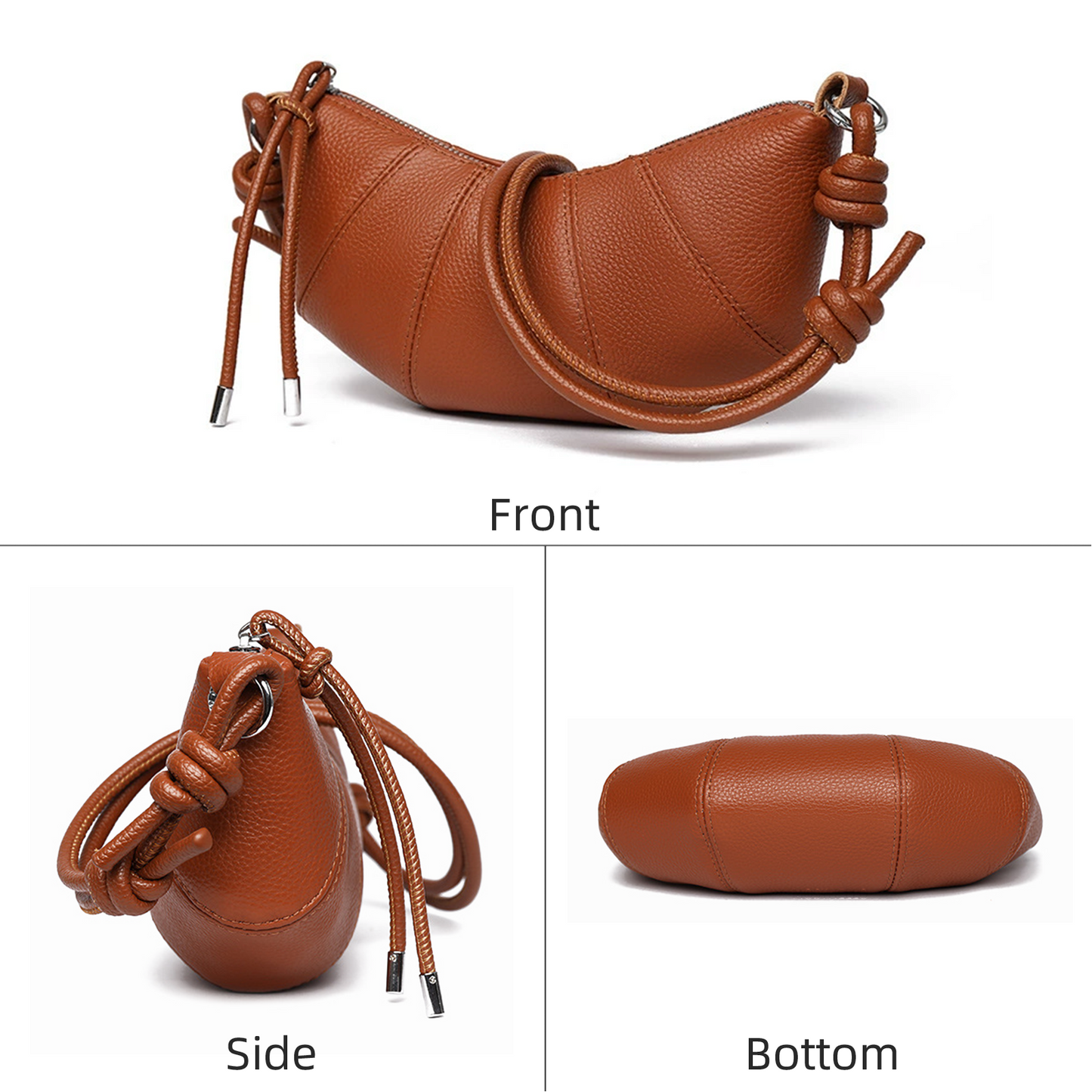 Xpurse Vintage Leather Crescent Shoulder Bag