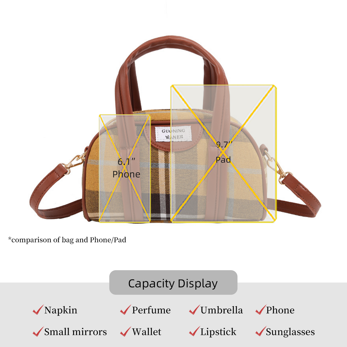 Xpurse Fairy-Tale Style Cute Plaid Handbag Crossbody Bag