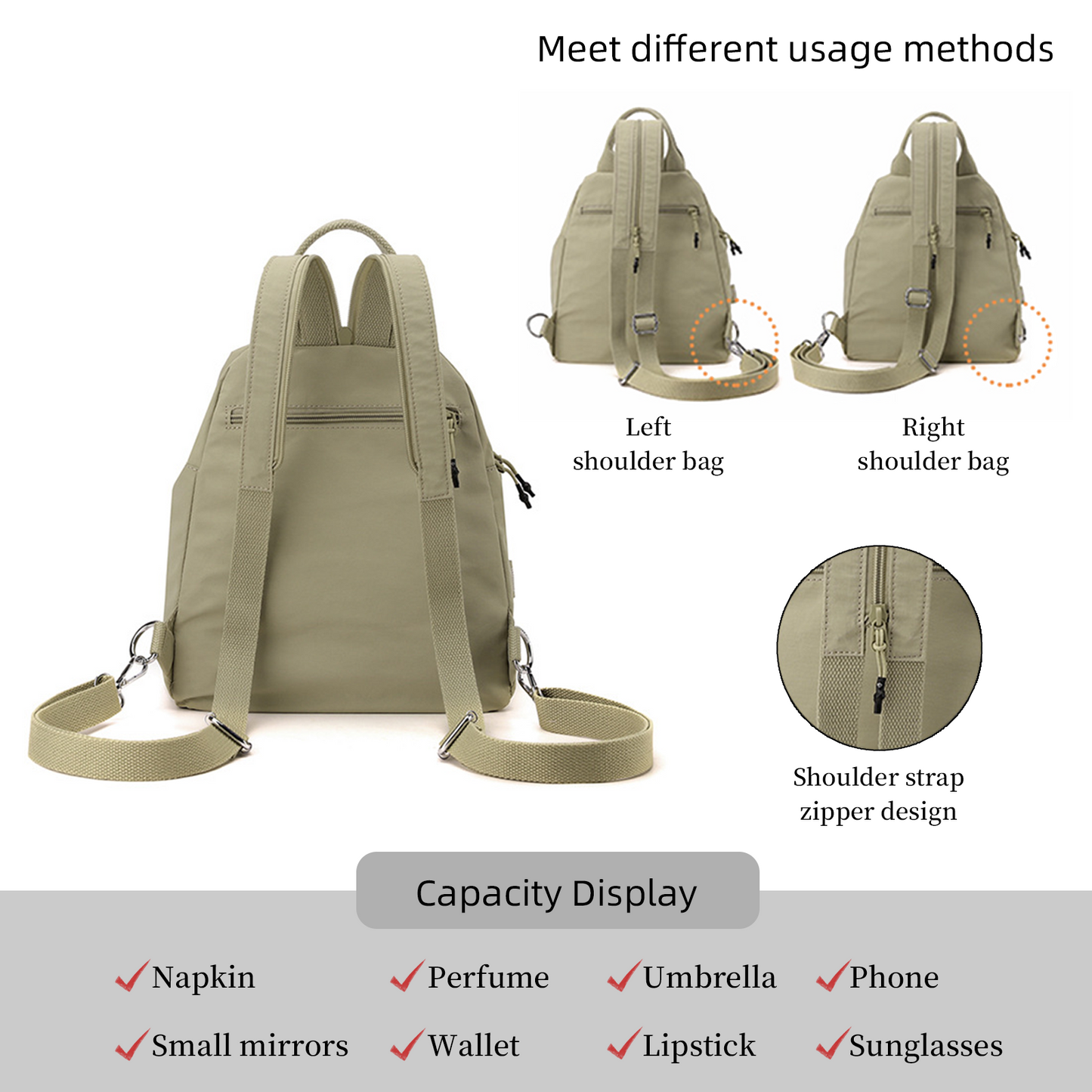 Xpurse Adjustable Stylish Nylon Backpack