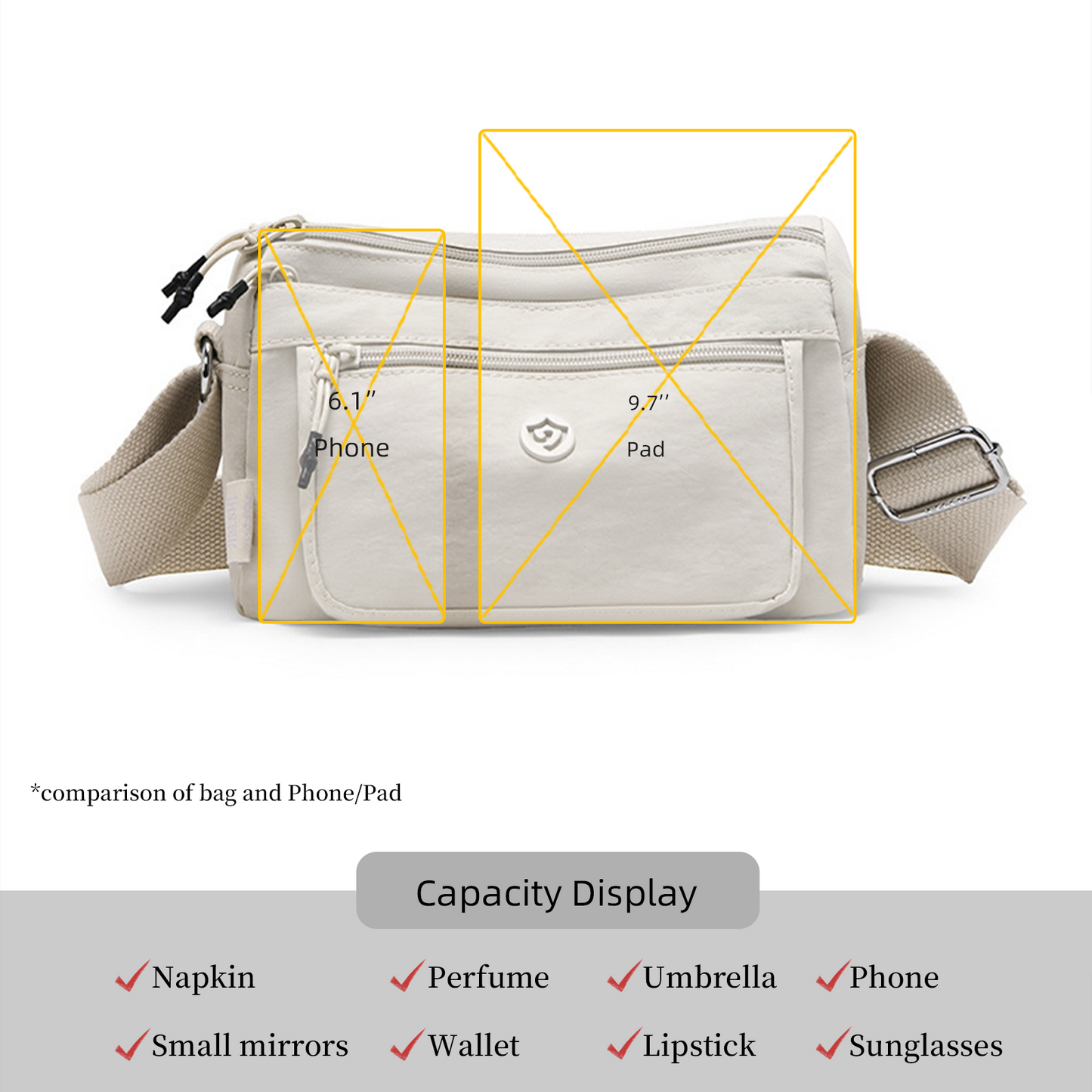 Xpurse Ultra-Light and Simple Multi-Pocket Crossbody Bag