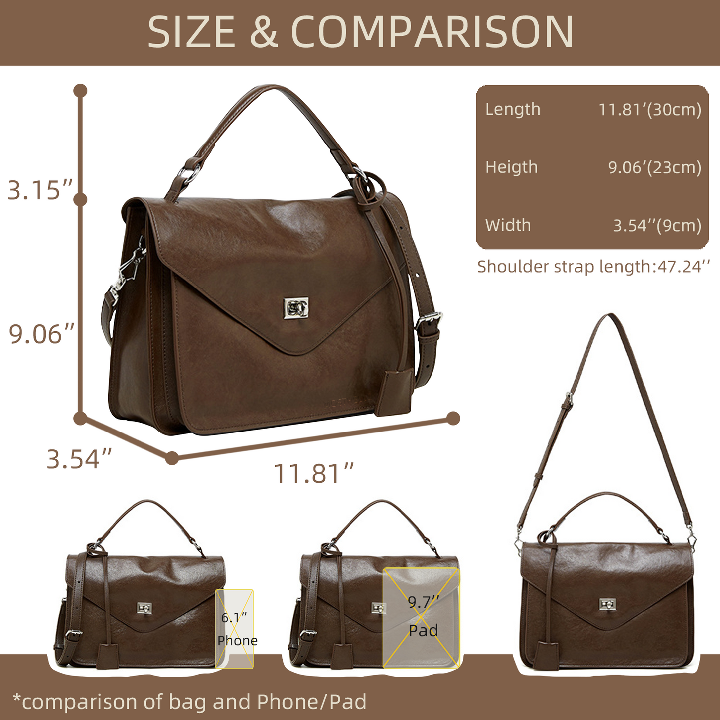 Xpurse Women's Cowhide Casual Vintage Messenger Bag