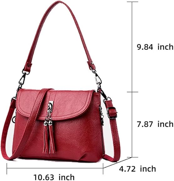 MINTEGRA Crossbody Bag for Women with Tassel Functional Shoulder Purse Saddle Messenger Bag