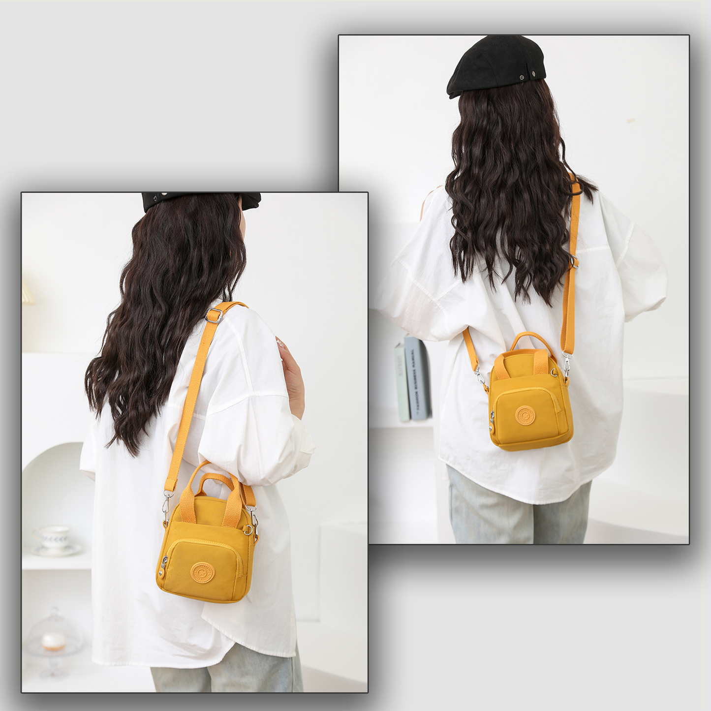 Xpurse Multi-Compartment Nylon Crossbody Casual Shoulder Bag