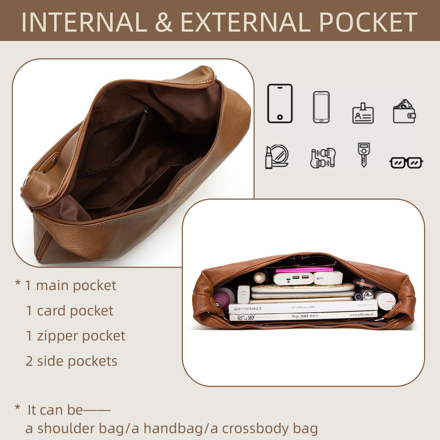 Xpurse Large-Capacity Retro Casual Shoulder Bag