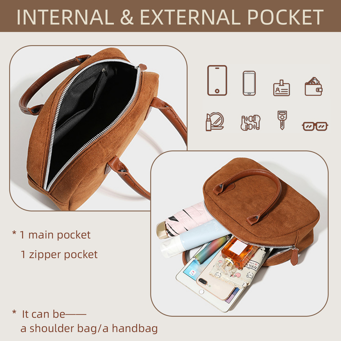 Xpurse Women's Minimalist Handbag, Vintage Underarm Bag