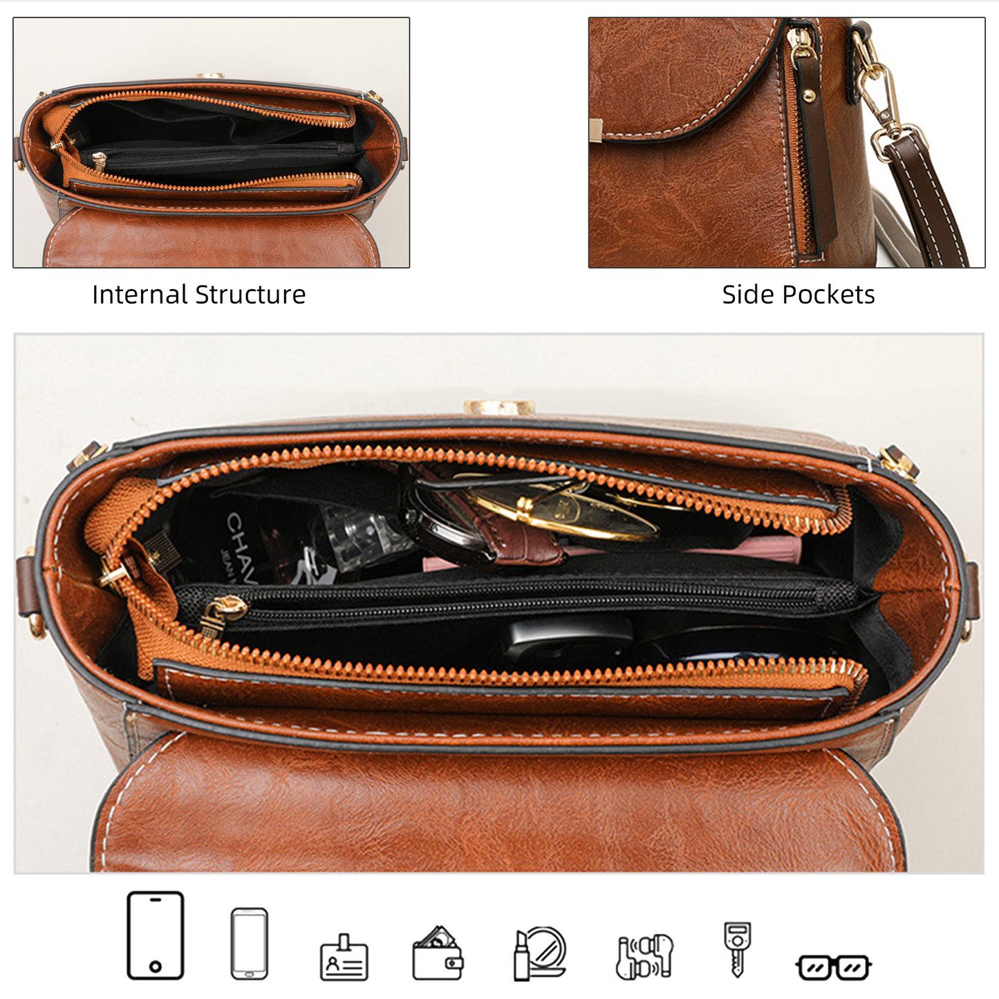 Xpurse Simple Vintage Crossbody Shoulder Bag