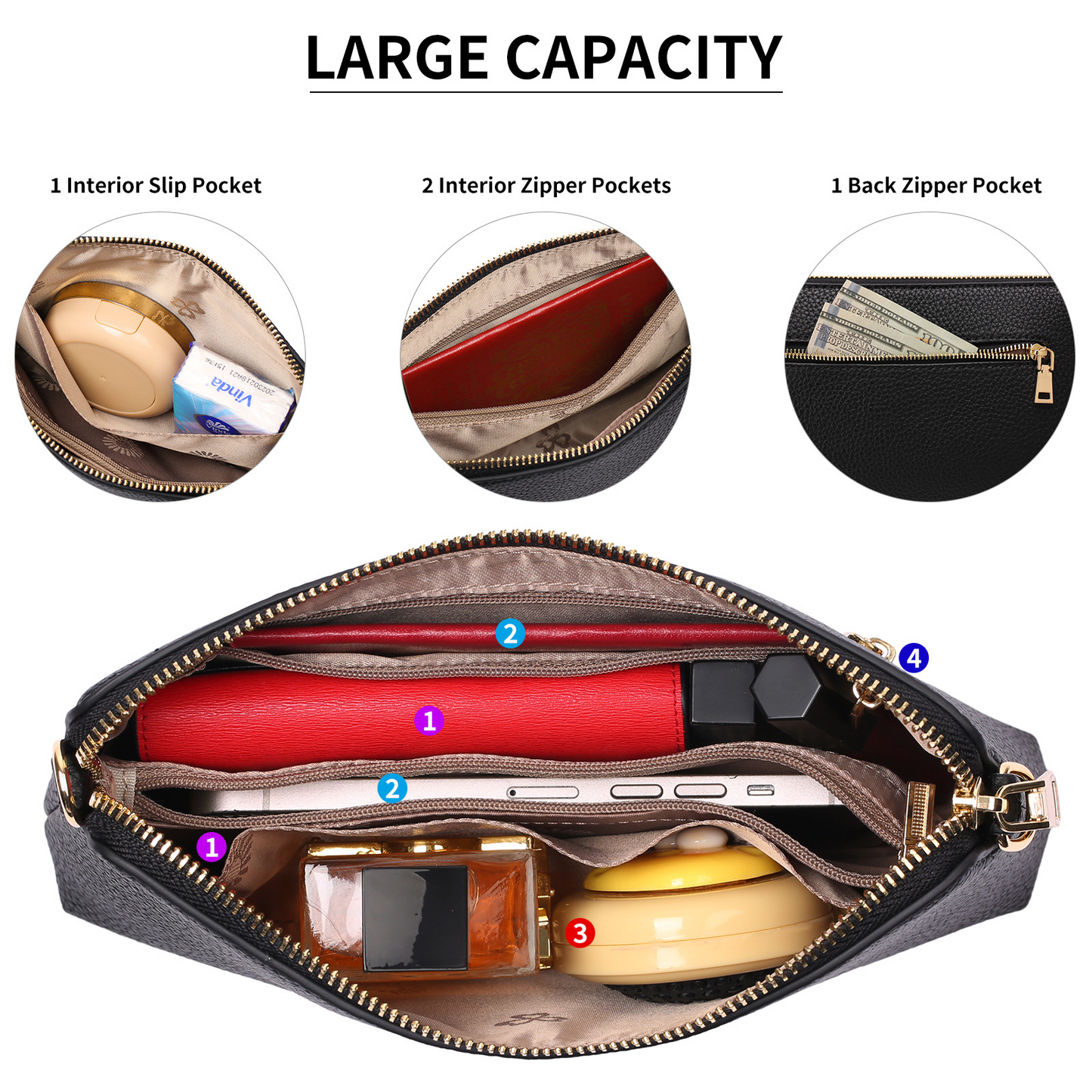 Xpurse Women's Lightweight Shoulder Bag, Leather Wallet