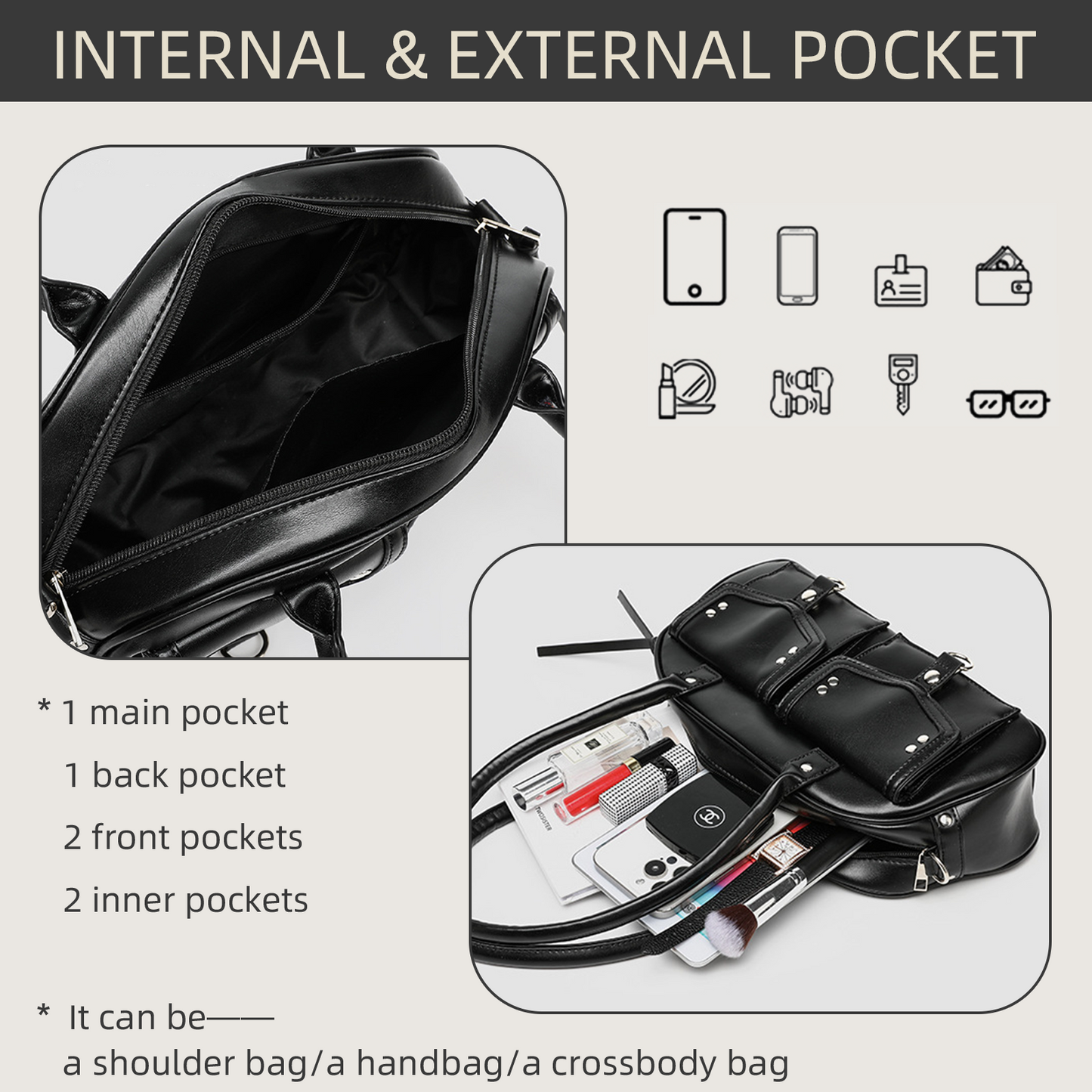 Xpurse Stylish Shoulder Bag, Biker Cool Handbag