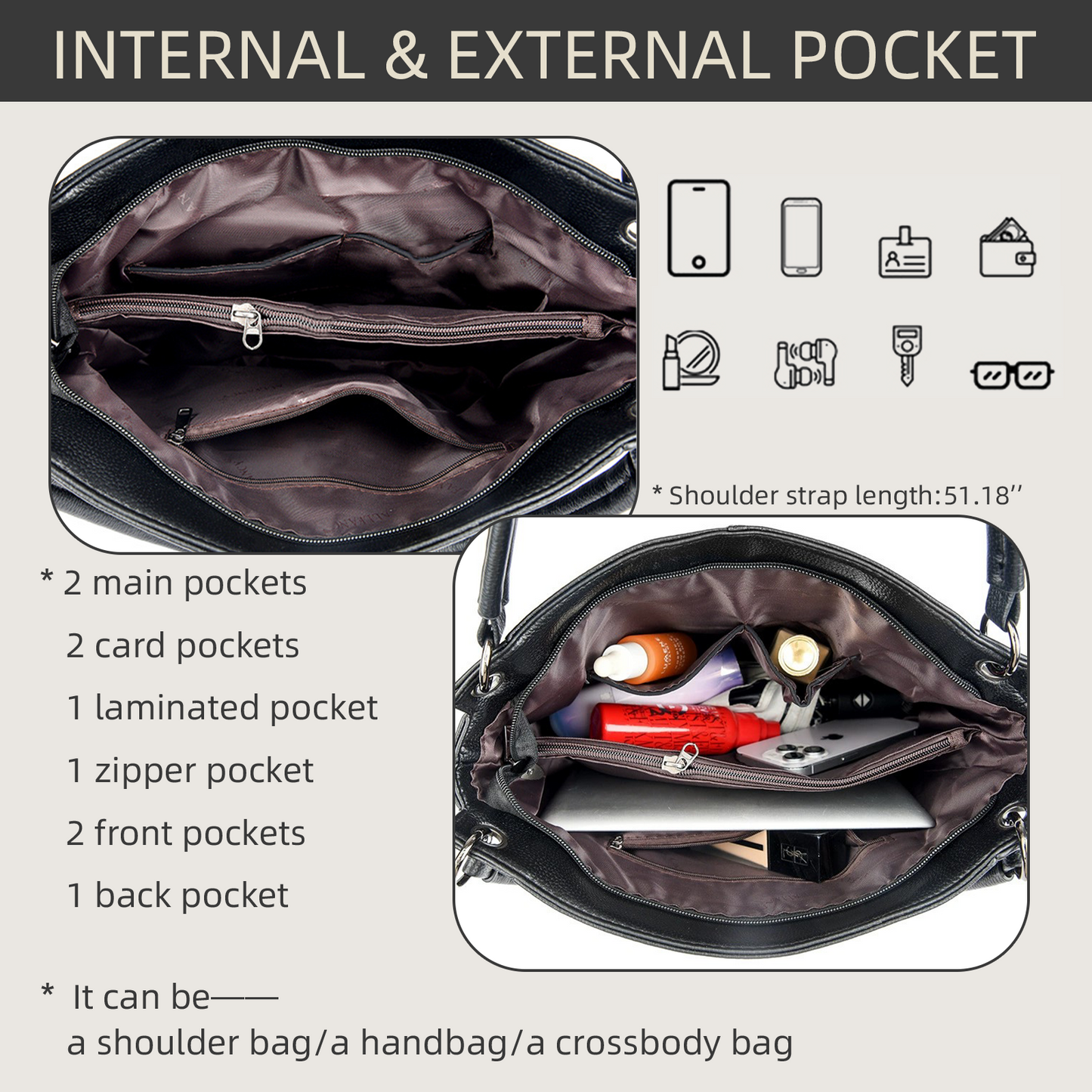 Xpurse Vintage Casual Shoulder Bag, Stylish Crossbody Bag